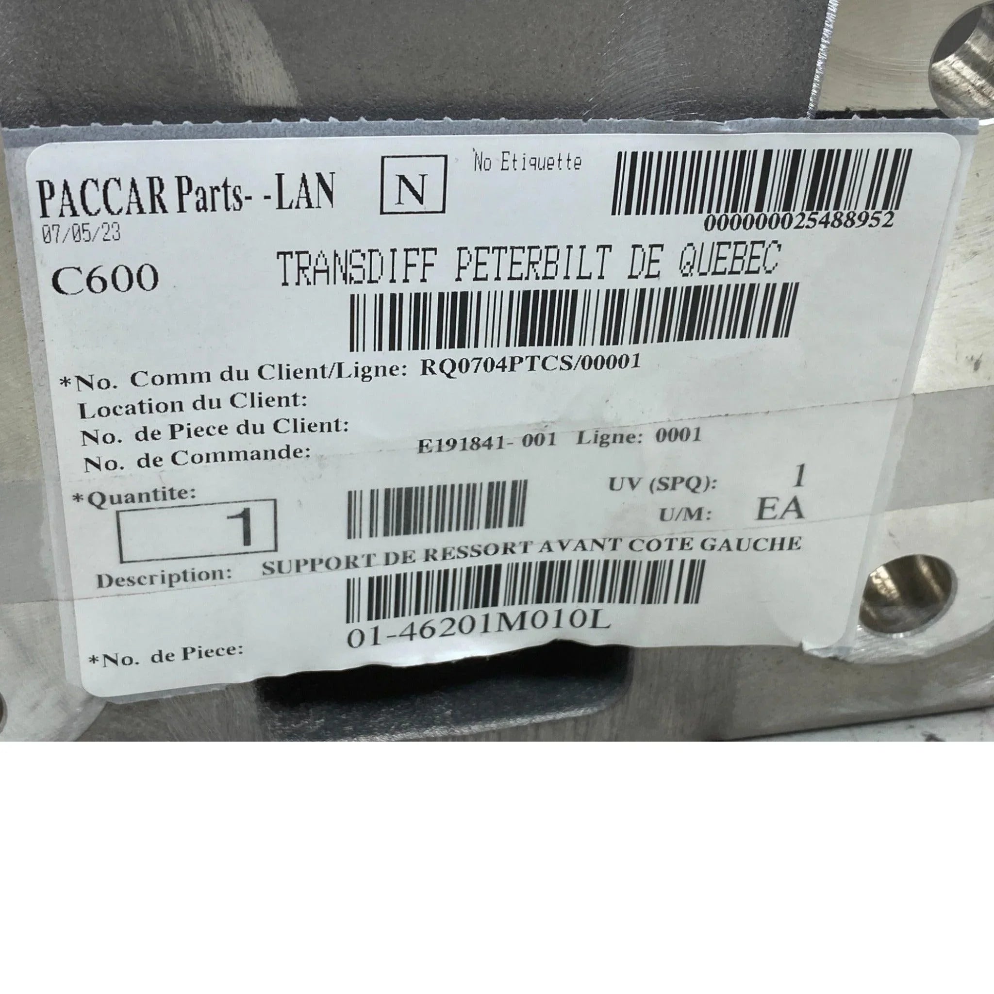 01-46201M010L Genuine Peterbilt Left Spring Hanger Steer Axle for Peterbilt 320