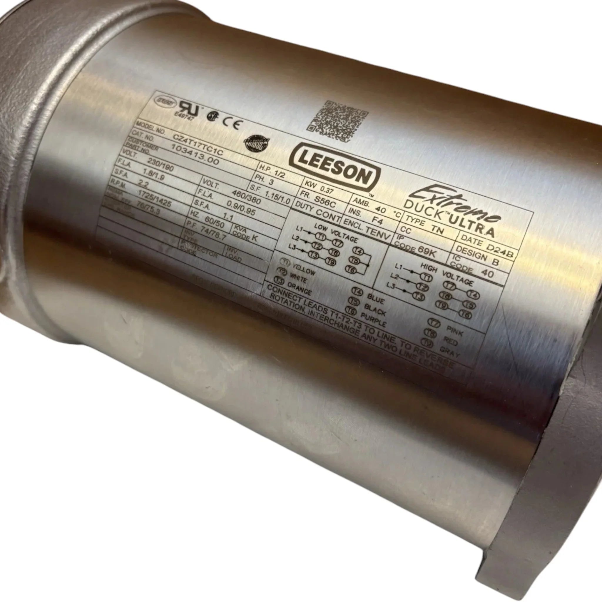 103413.00 Leeson Washdown Motor 208-230/460V