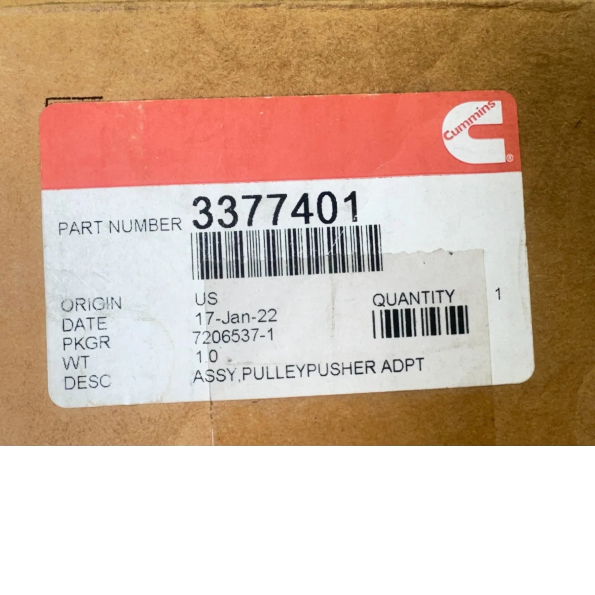 3377401 Genuine Cummins Pulley Pusher Adapter Assembly