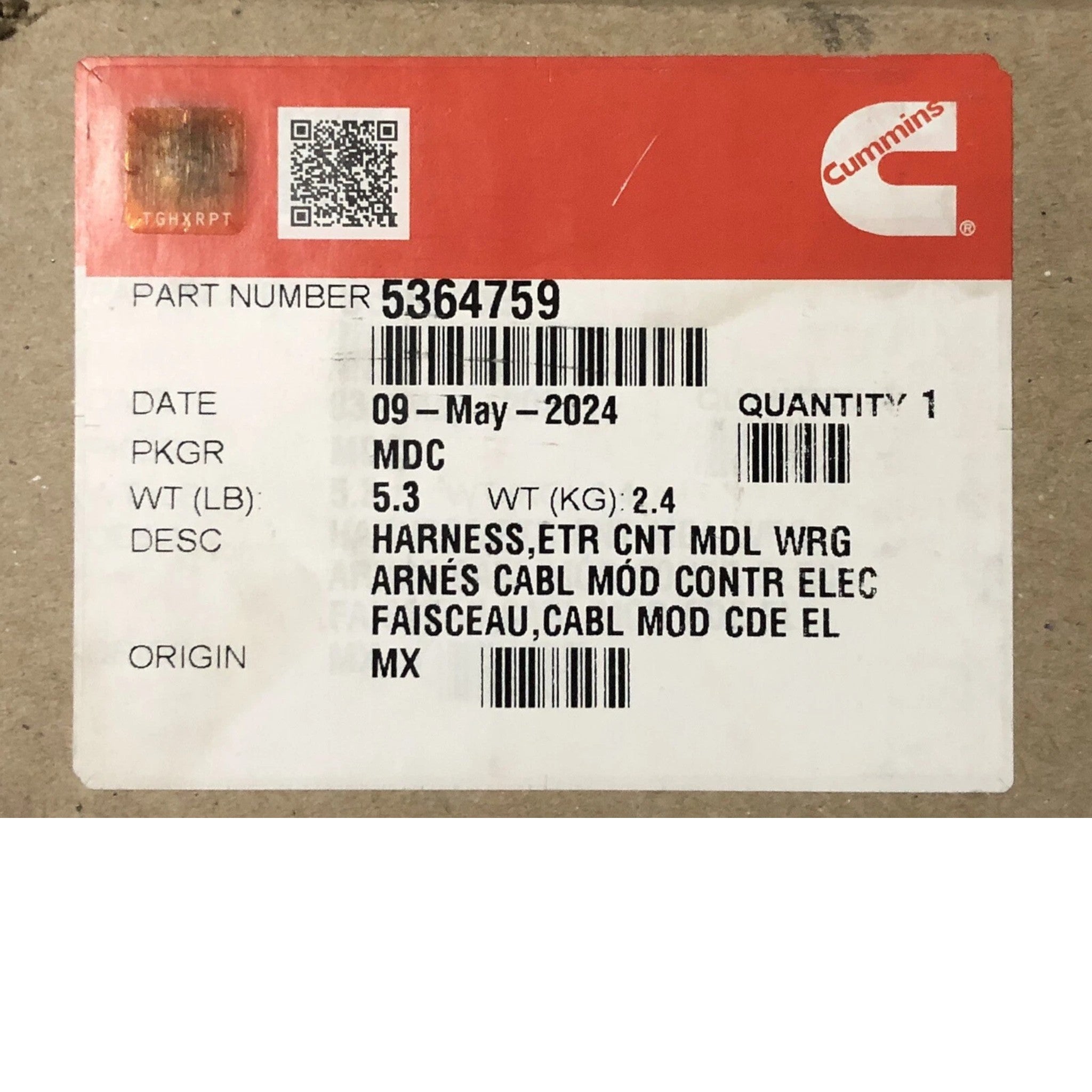 5364759 Genuine Cummins Electronic Control Module Wiring Harness