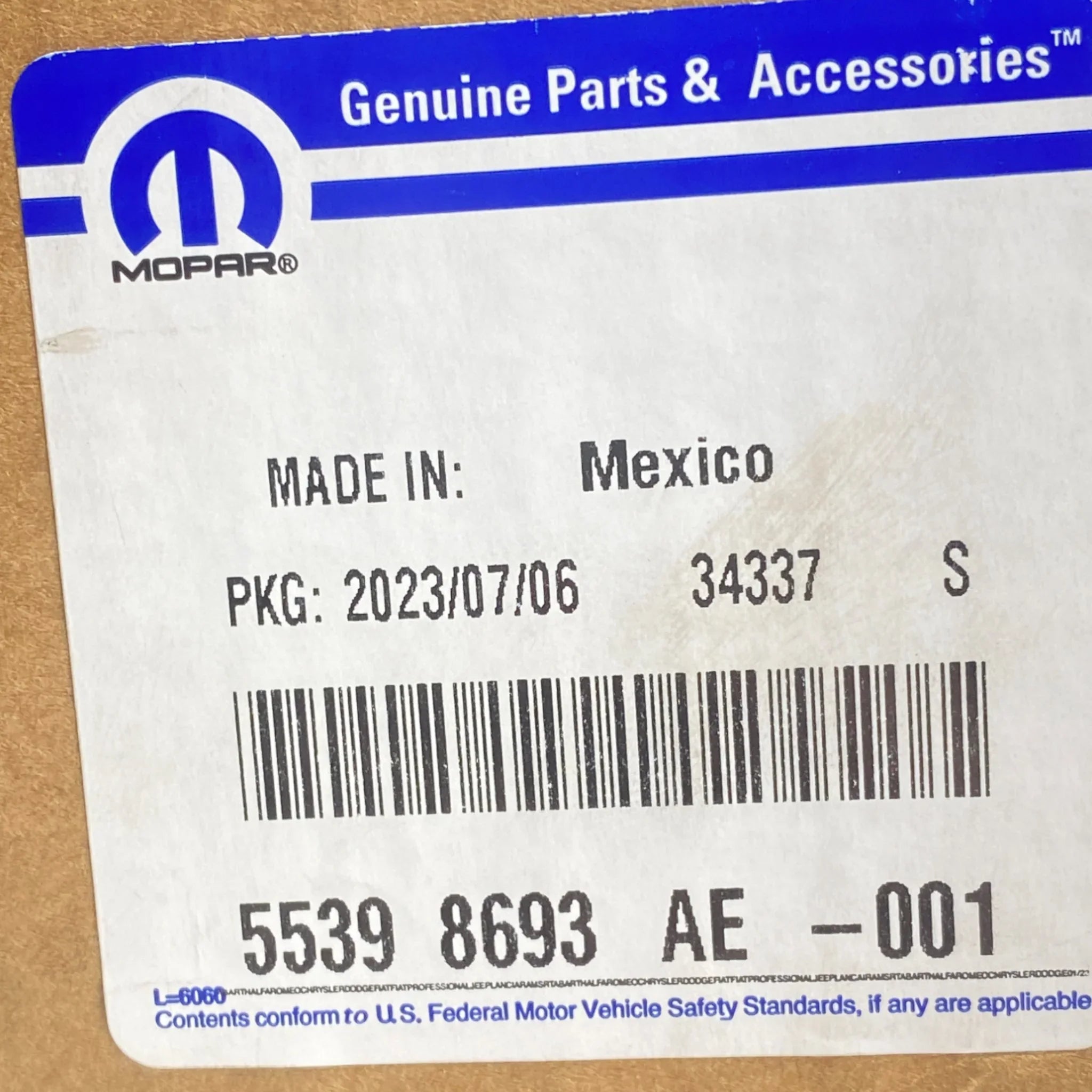 55398693AE Genuine Mopar Fuel Pump Module