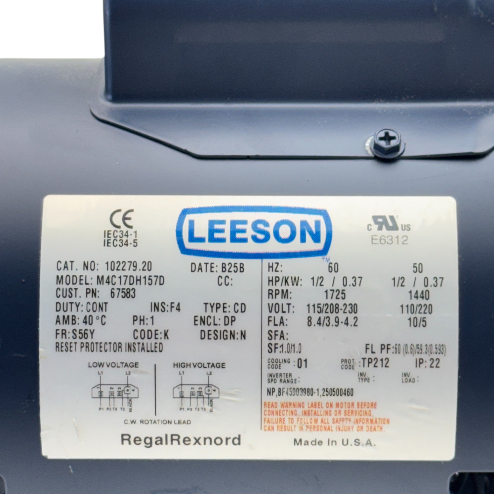 102279.20 Leeson General Purpose Motor 115/208-230V