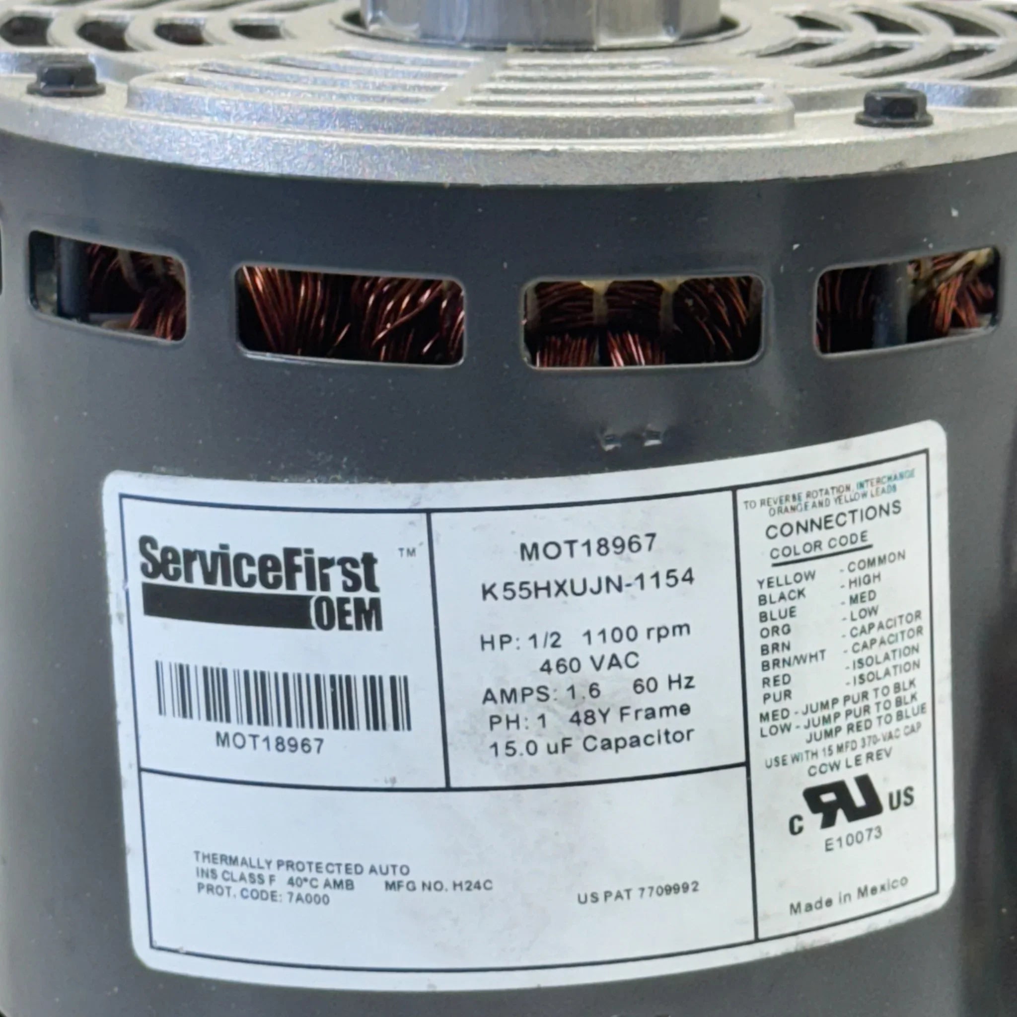 MOT18967 Genuine Trane Blower Motor 1/2 HP 1100 RPM 460V