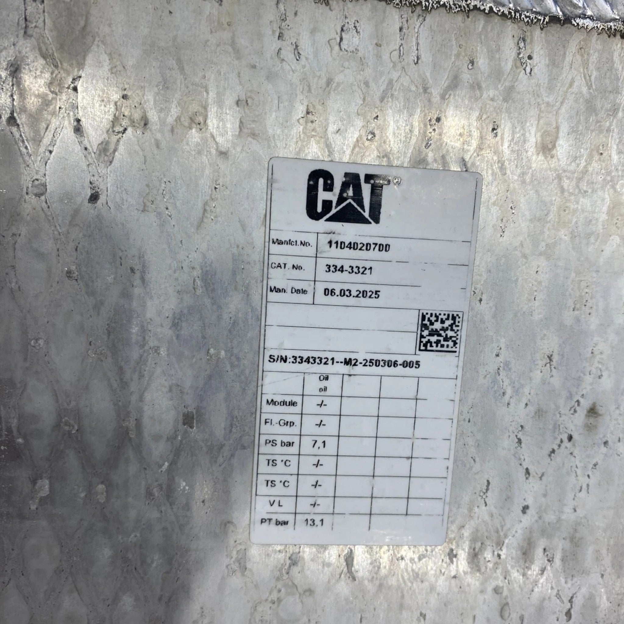 3343321 Genuine CAT Oil Cooler Core