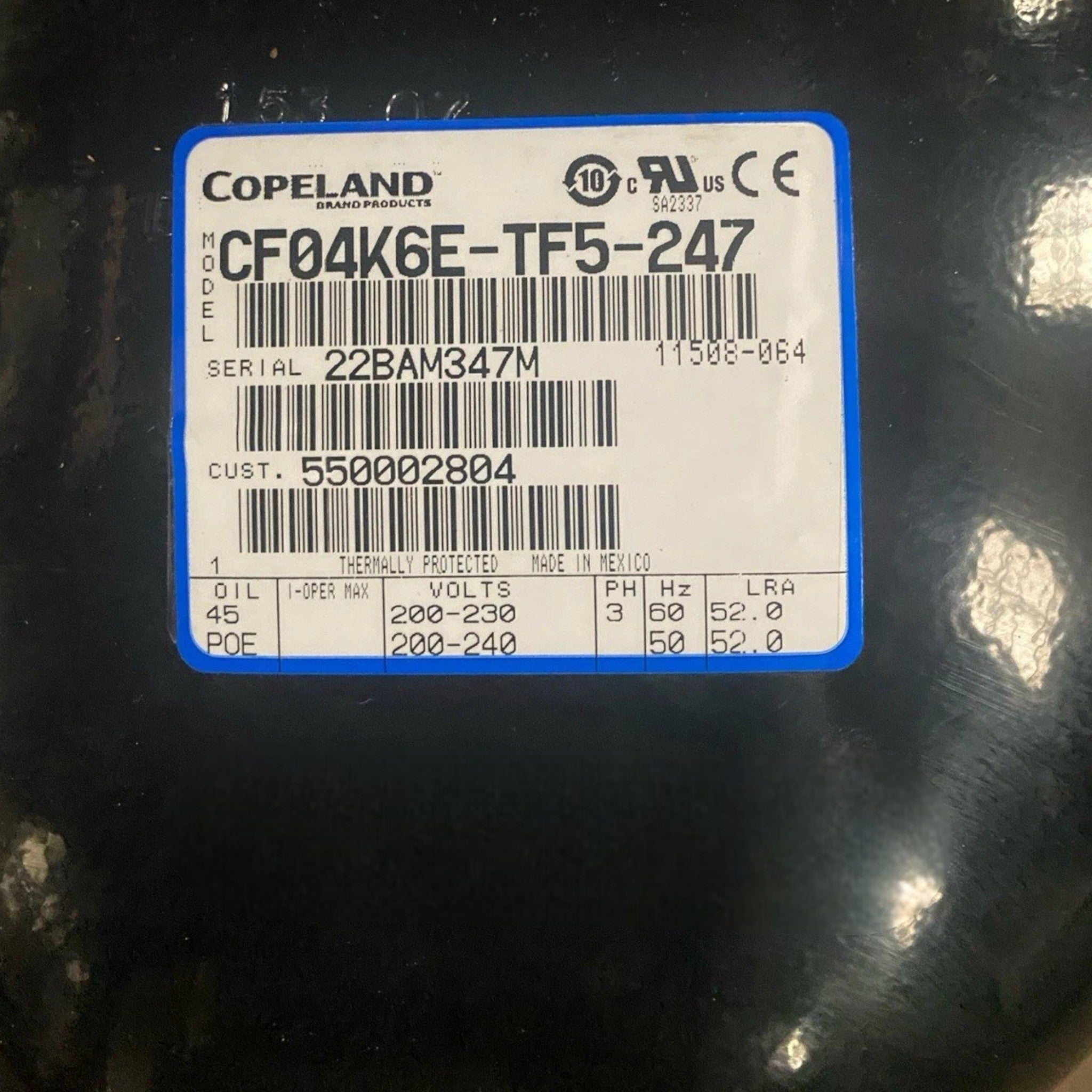 CF04K6E-TF5-247 Genuine Copeland Scroll Compressor