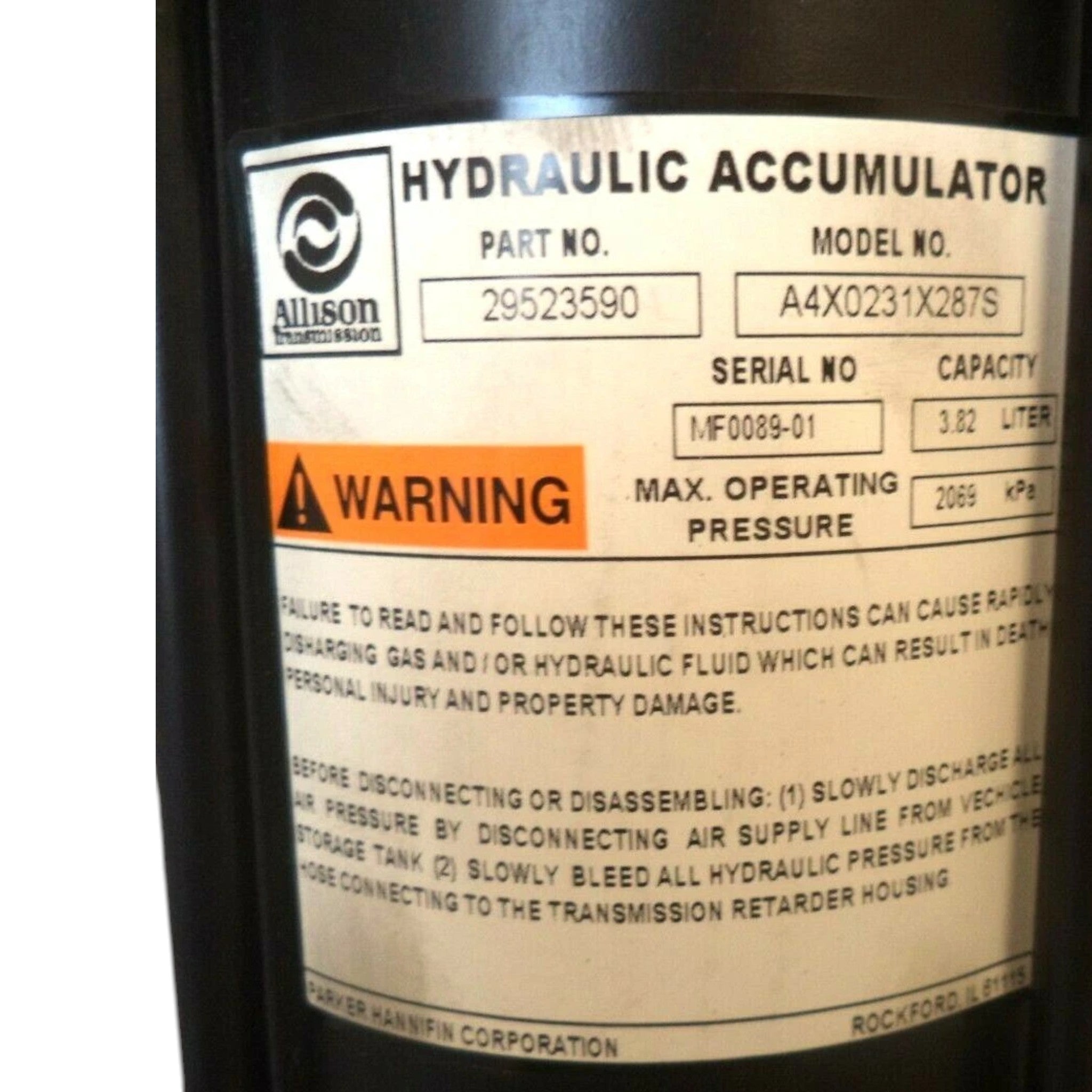 29523590 Allison Hydraulic Accumulator