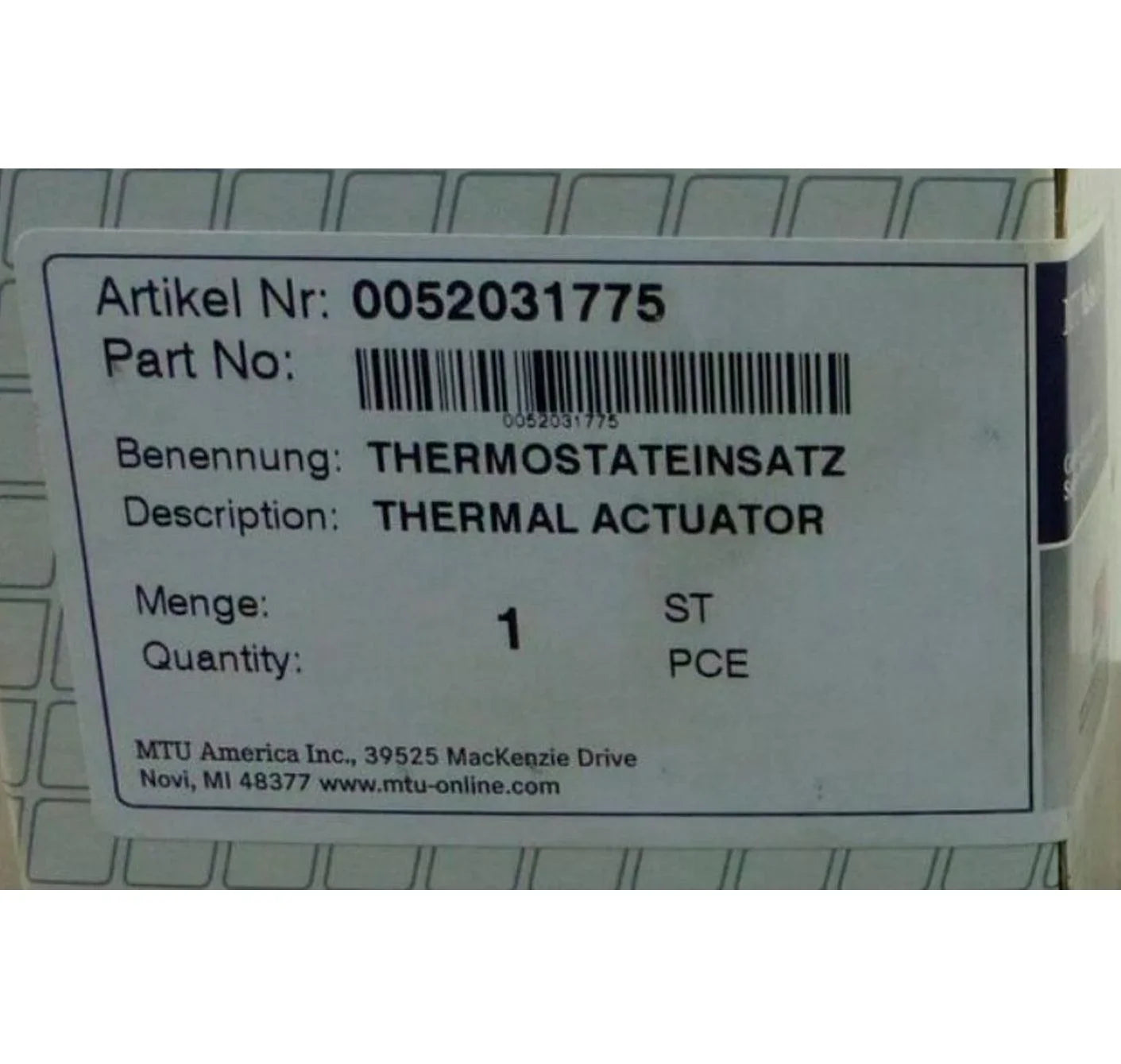 0052031775 Genuine MTU Coolant Thermostat