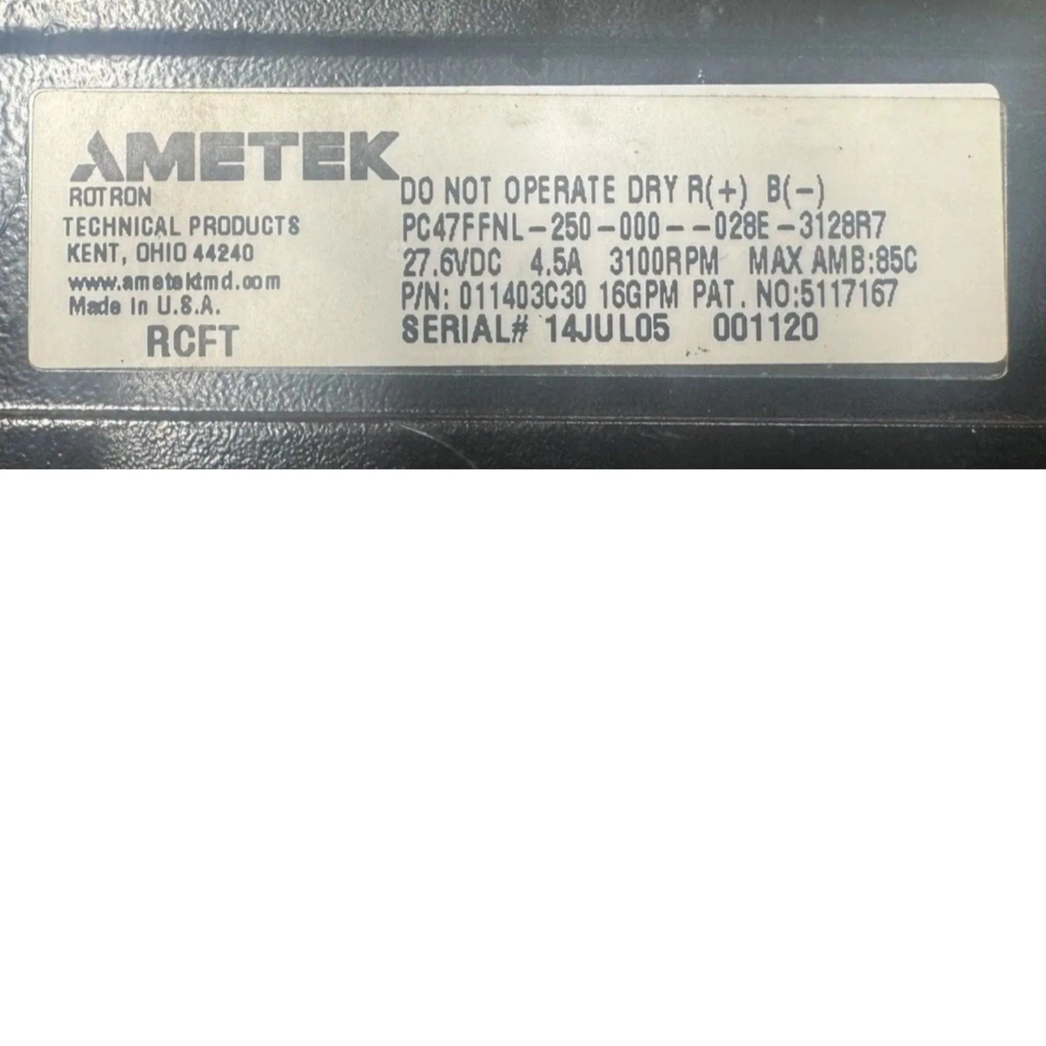 011403C30 Genuine Ametek Pump Assembly
