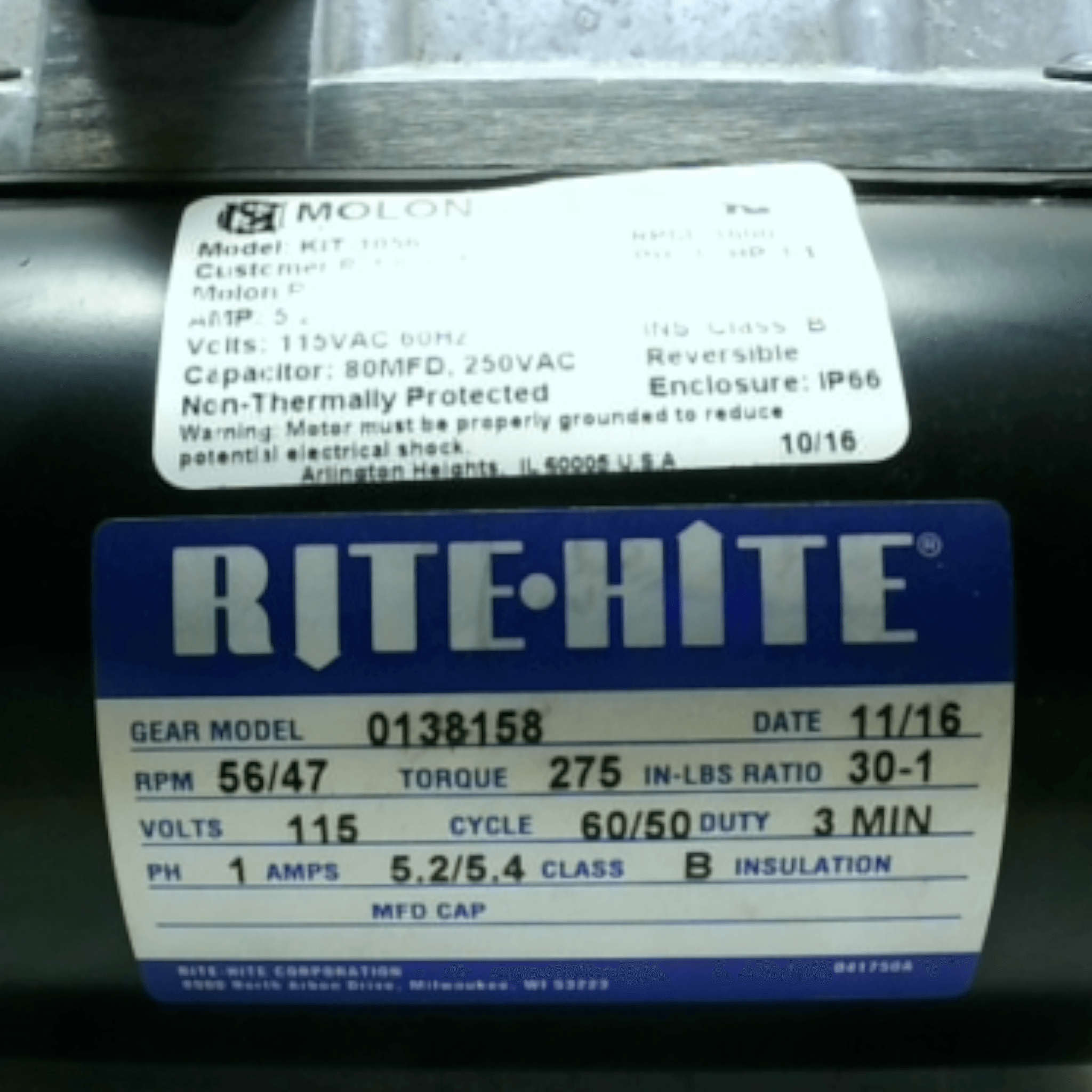 0138158 Genuine Rite Hite® Gear Motor Single Phase - ADVANCED TRUCK PARTS