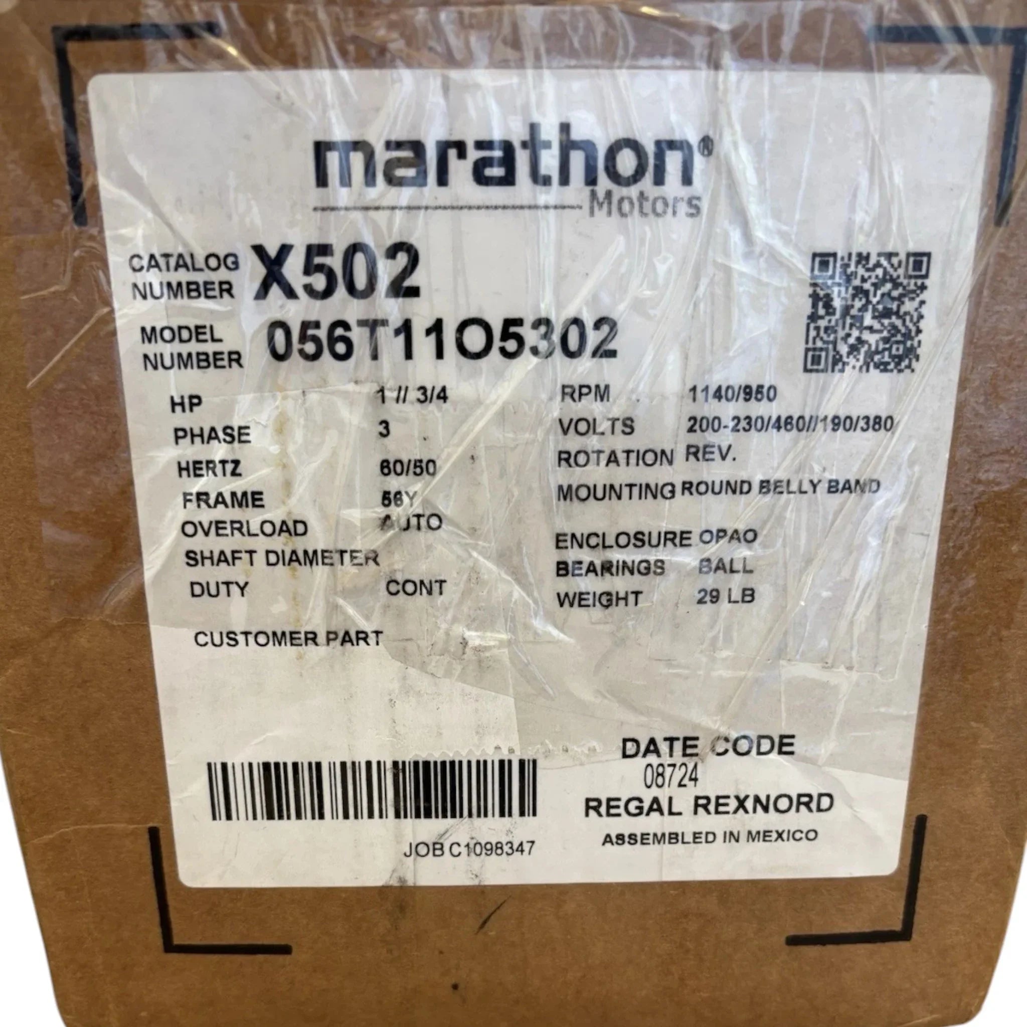 056T11O5302 Genuine Marathon Condenser Fan Motor X502