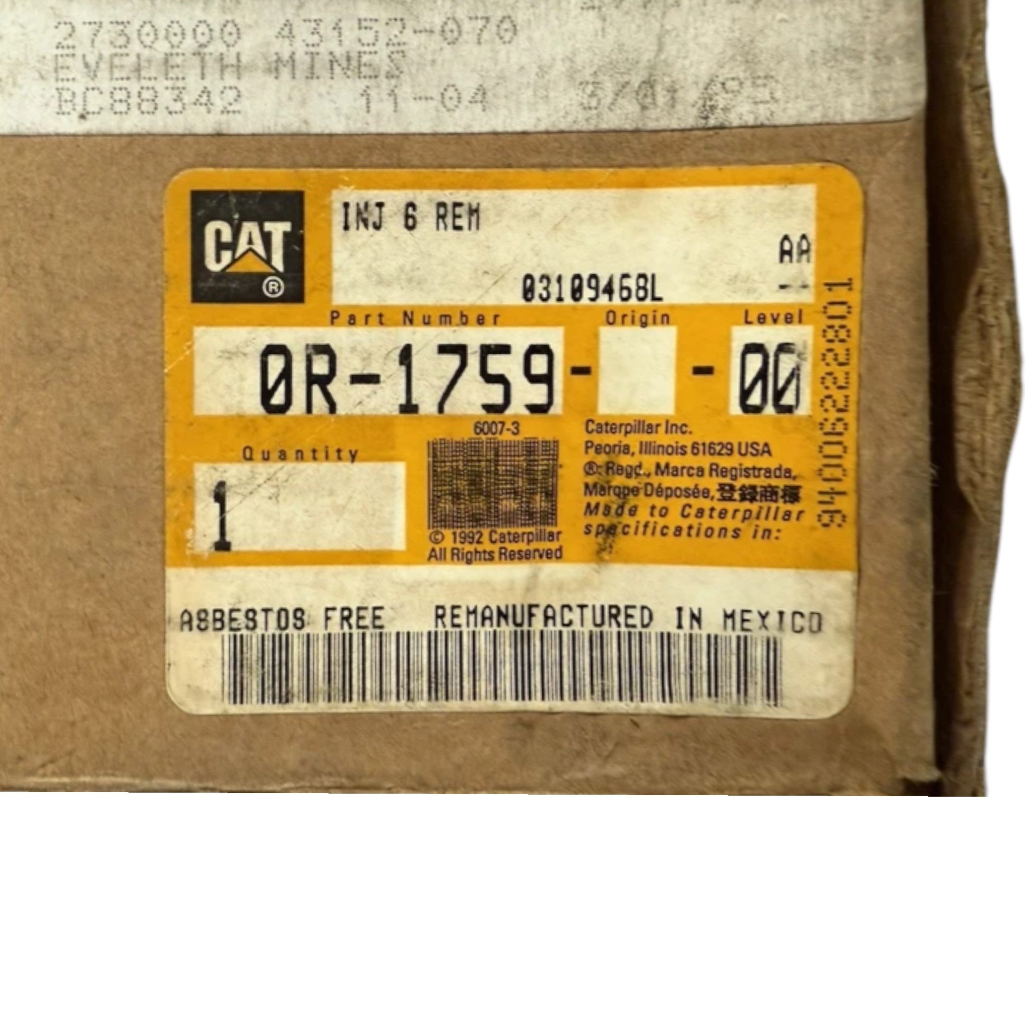 6I4357 CAT Injector As-Fuel