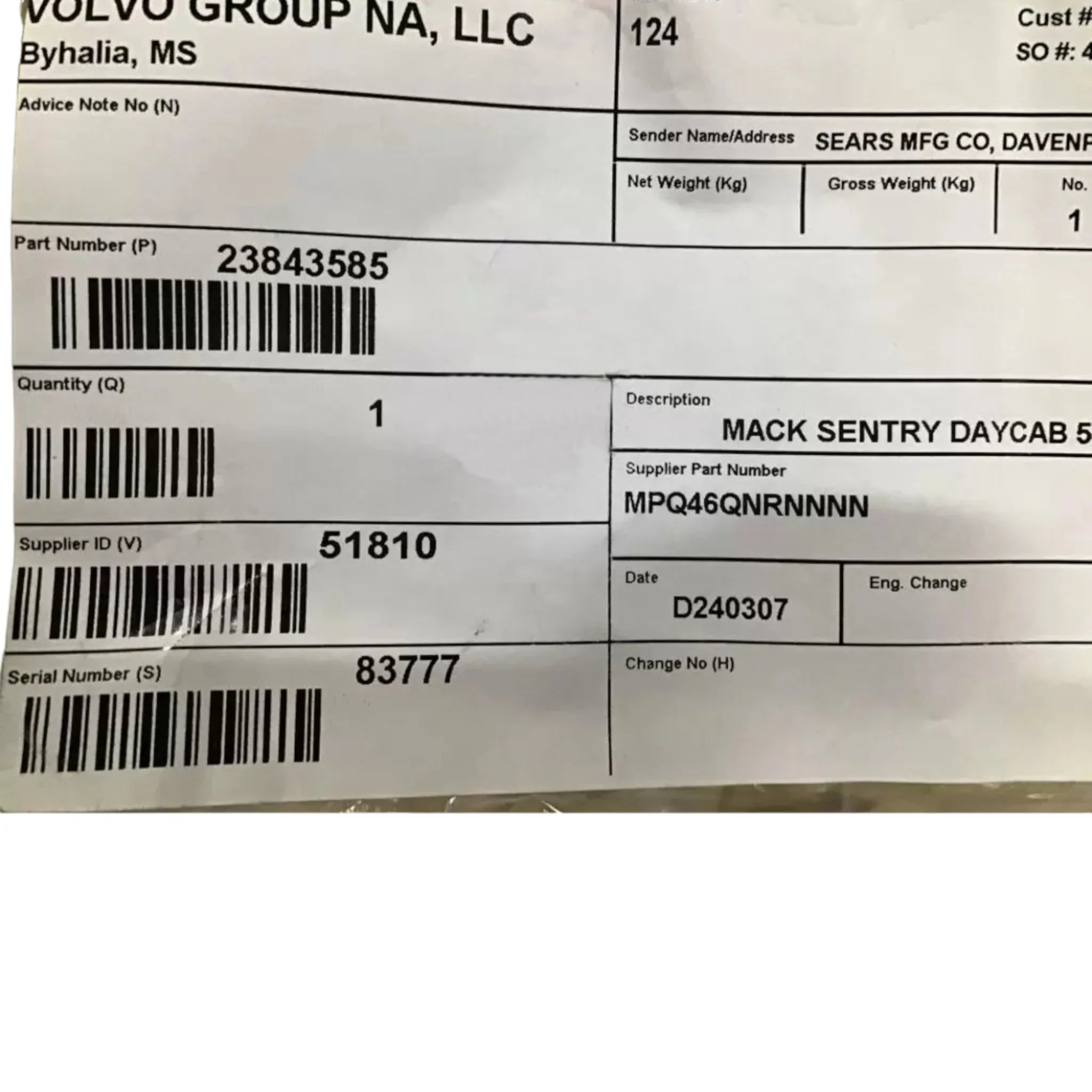 23843585 Genuine Volvo Drivers Seat - Truck To Trailer