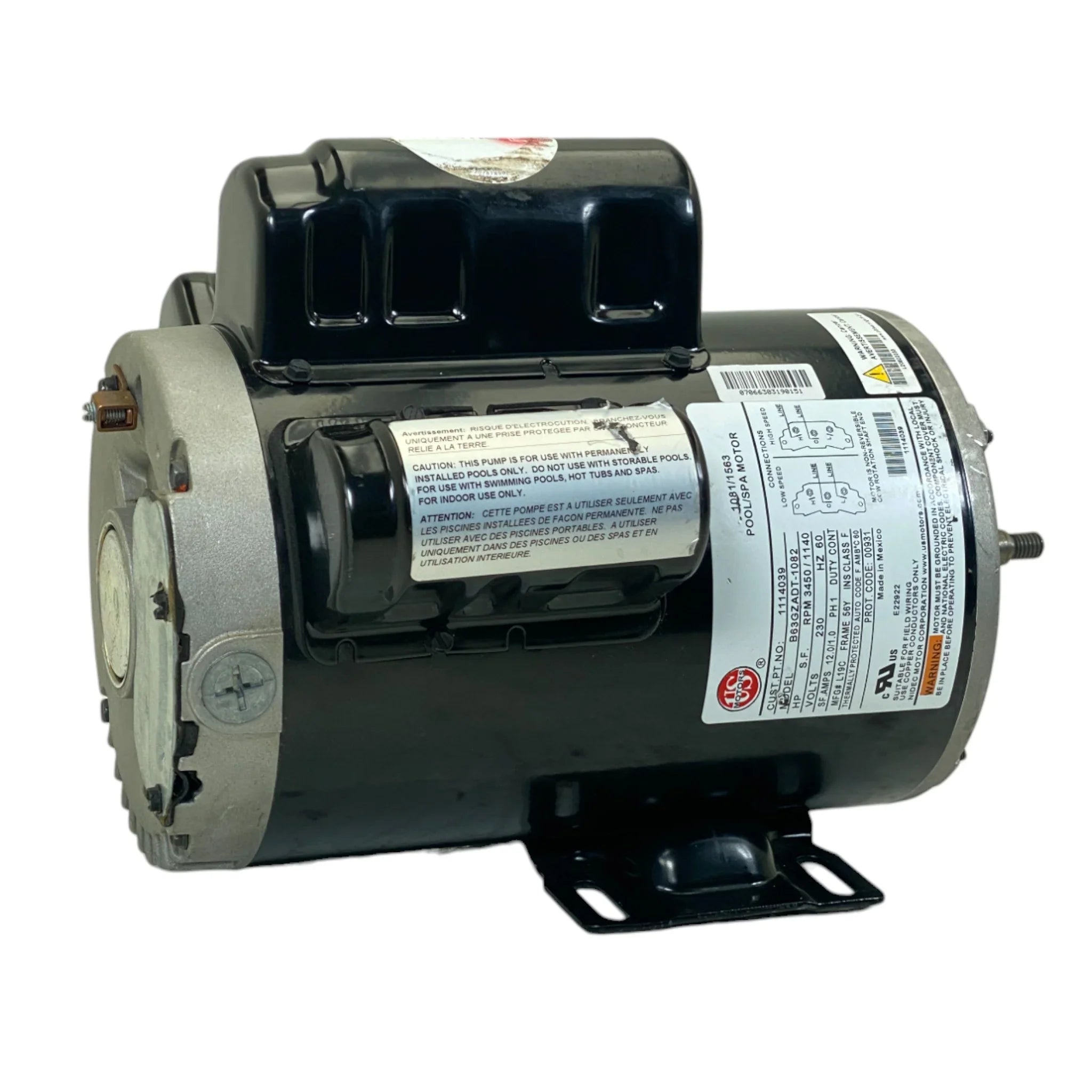 1114039 Us Motors Spa Motor B63Gzadt-1082 Model