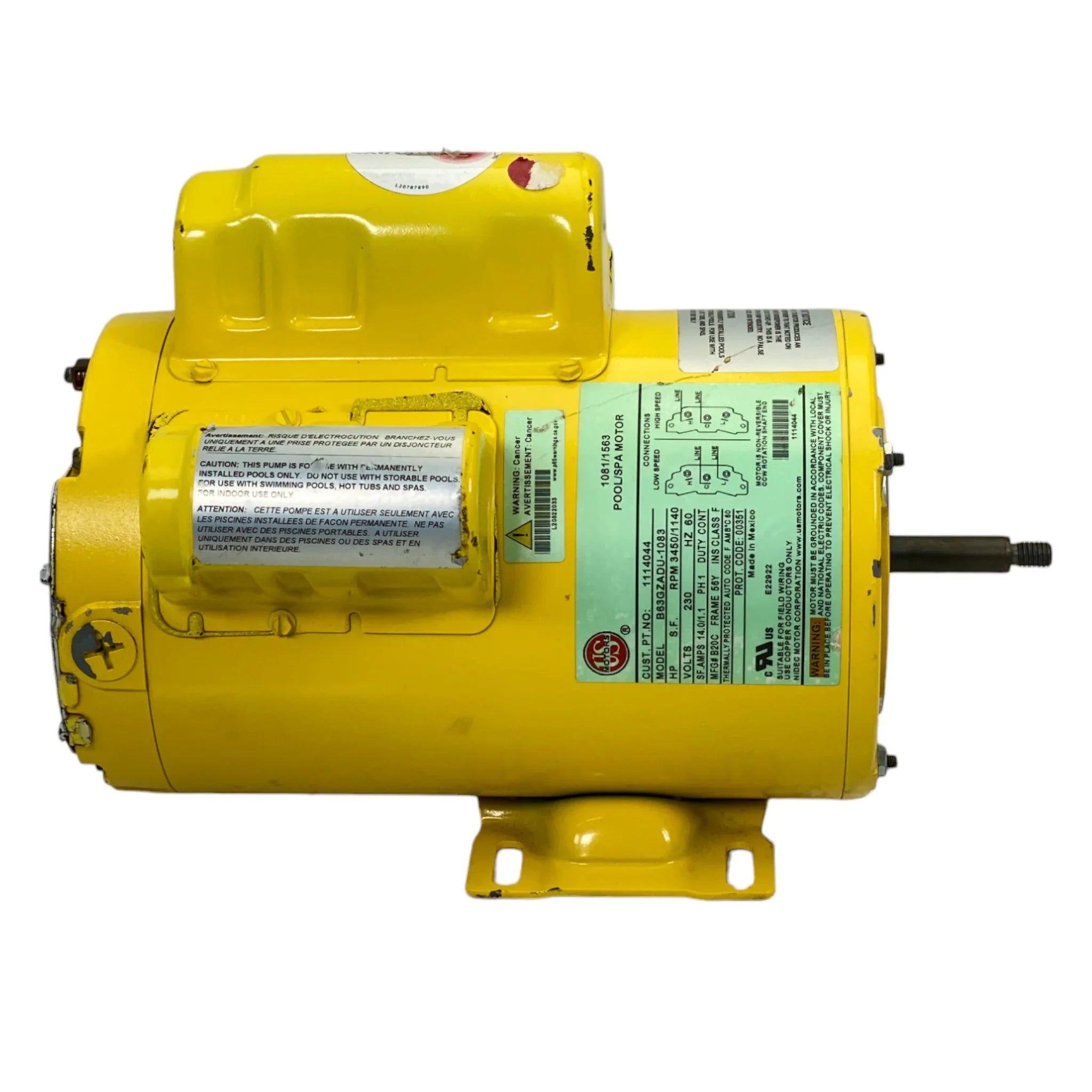 1114044 Us Motors Spa Motor B63Gzadu-1083 Model