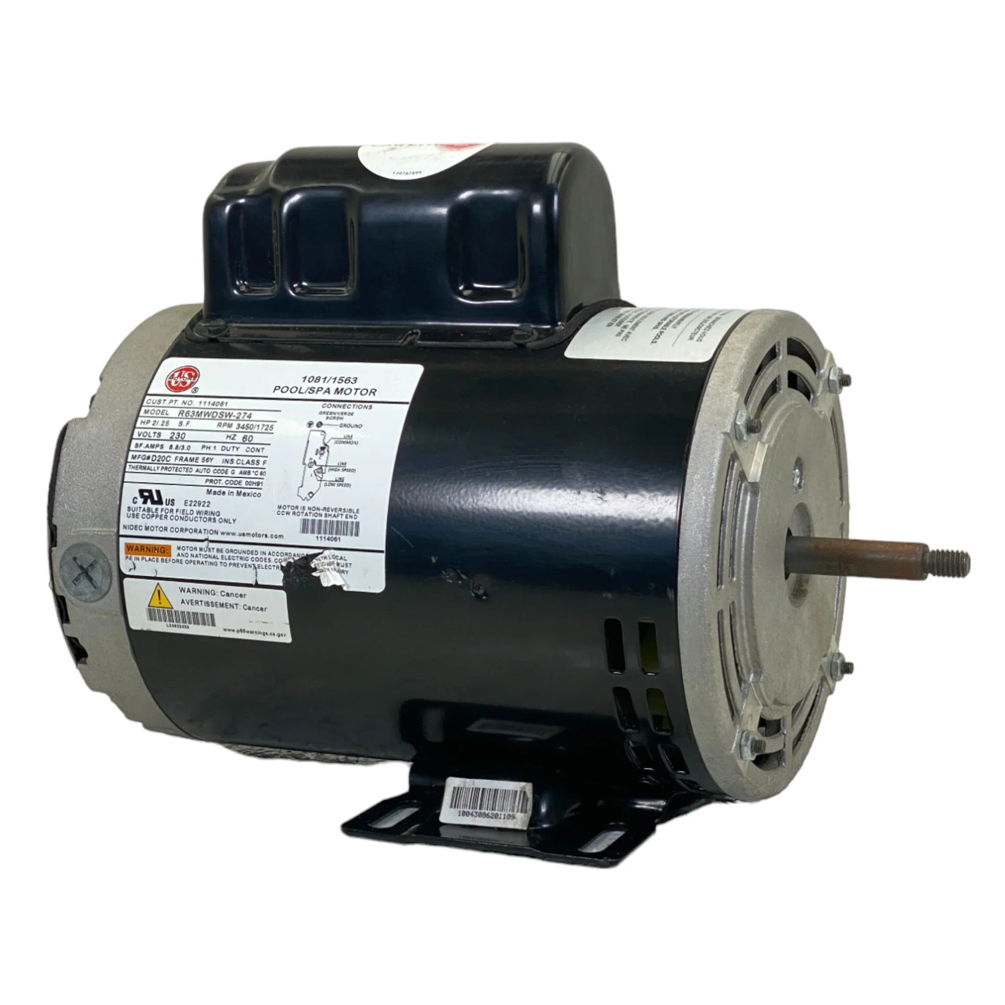 1114061 Us Motors Spa Motor R63Mwdsw-274 Model