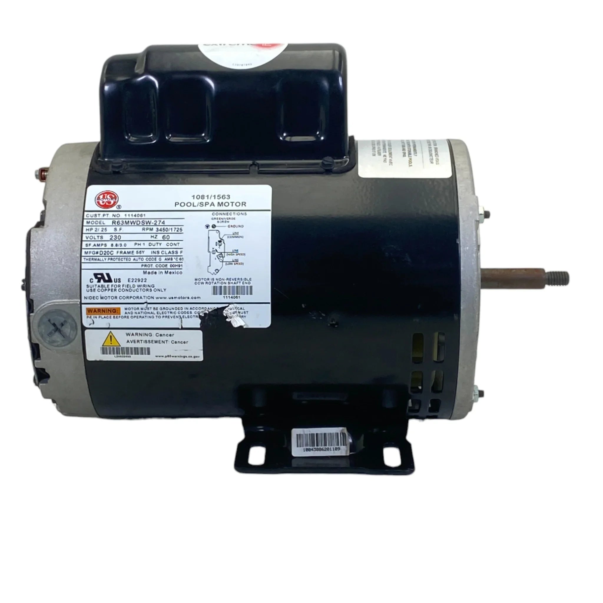 1114061 Us Motors Spa Motor R63Mwdsw-274 Model