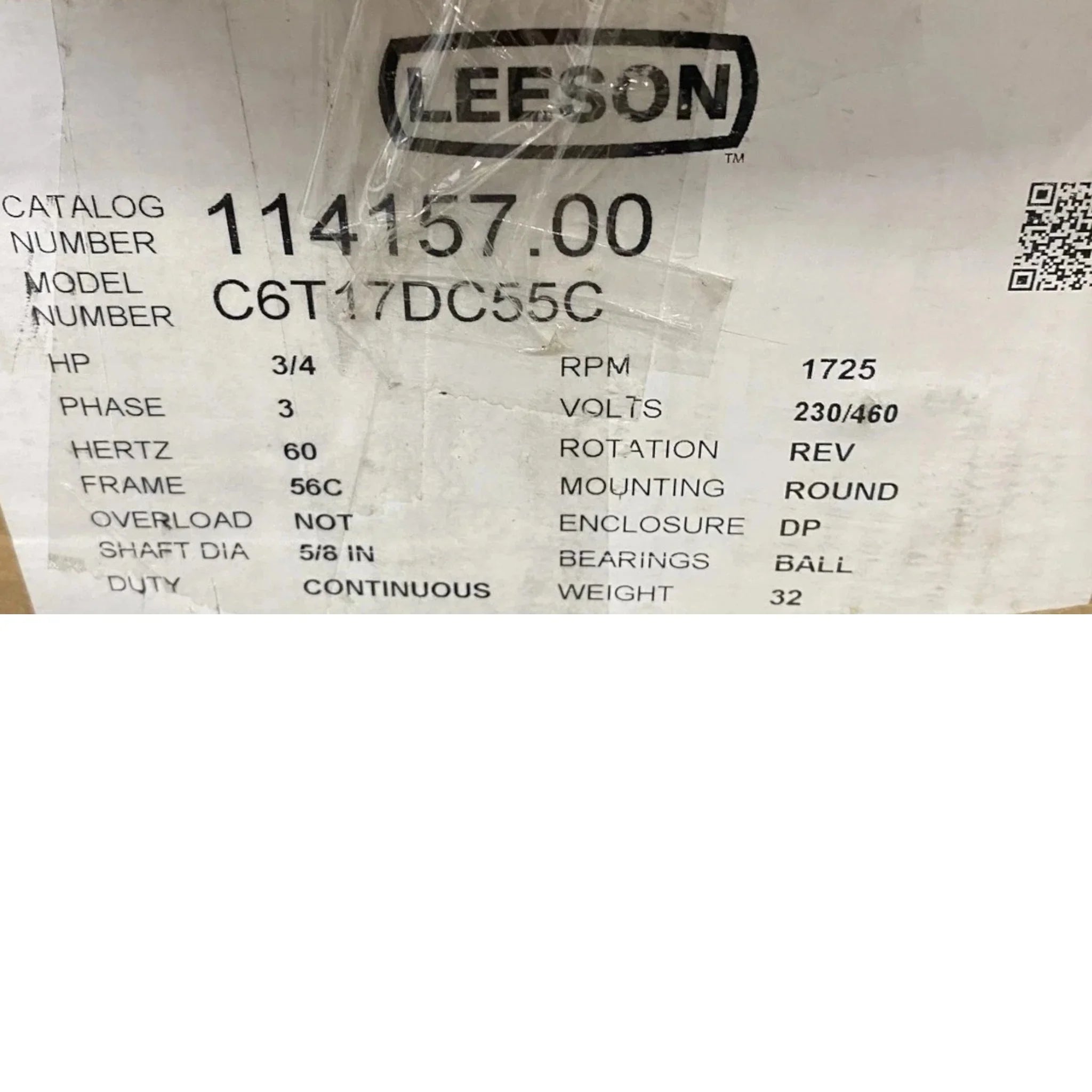 114157.00 Leeson Brake Motor 230/460V
