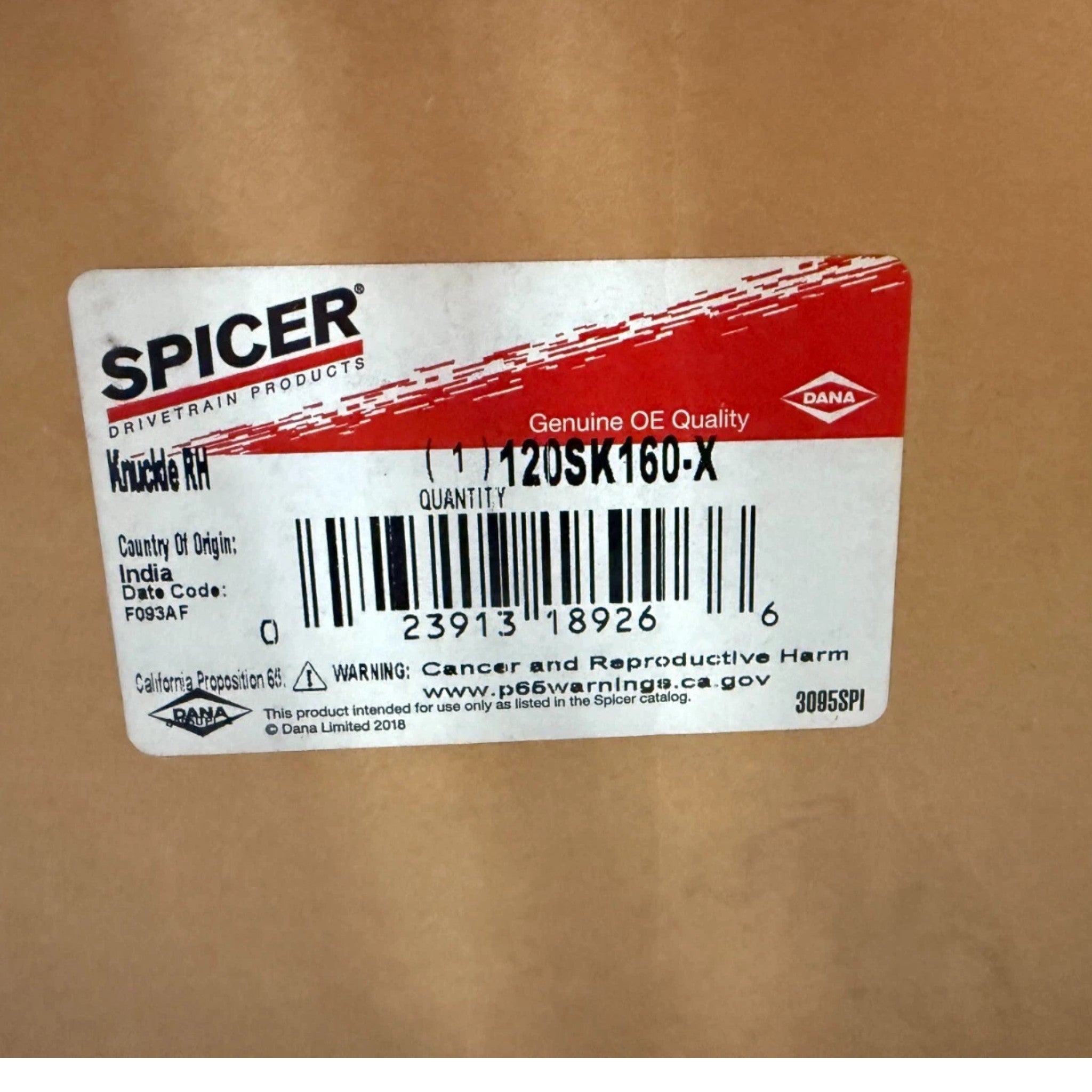 120SK160 Genuine Dana Spicer Knuckle RH