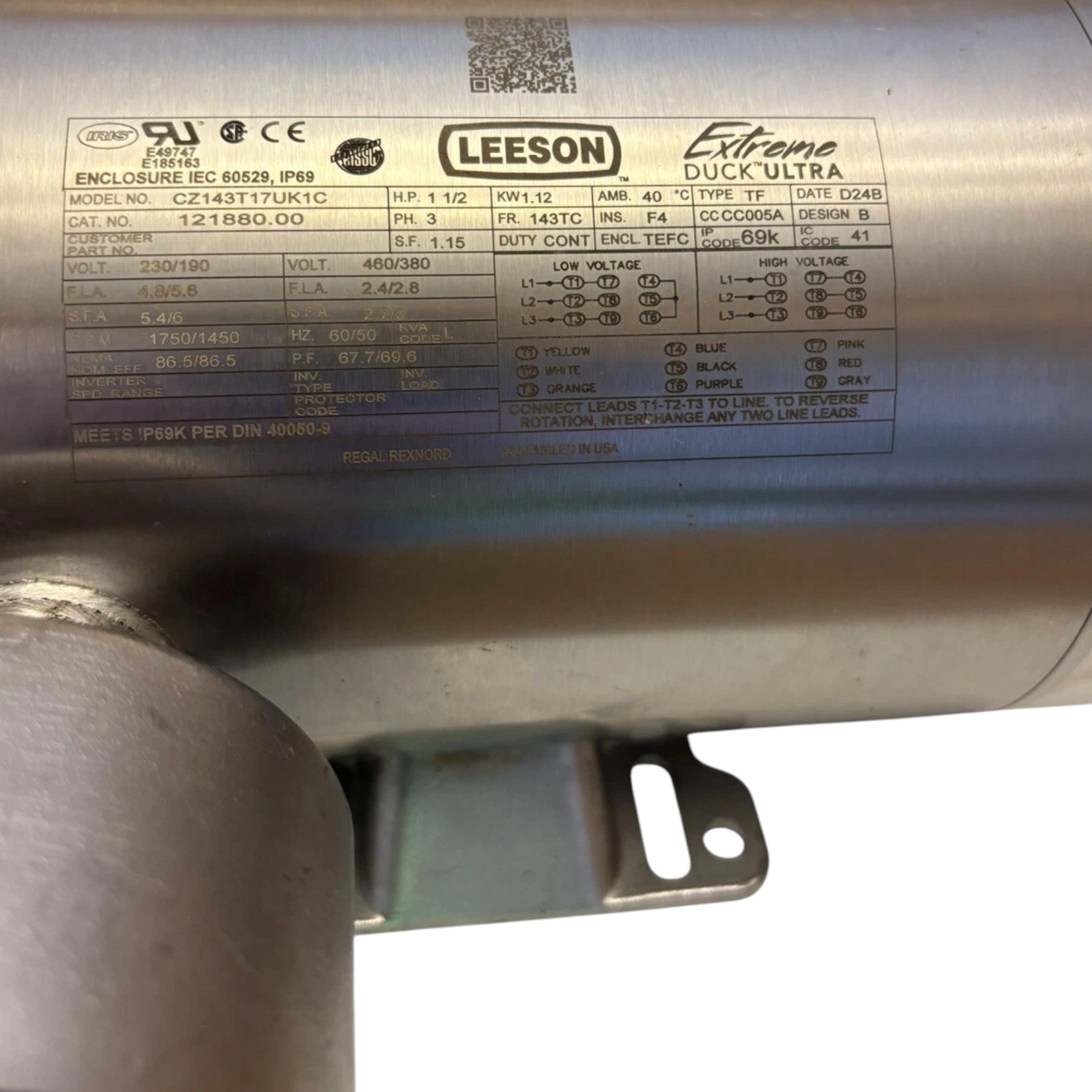 121880.00 Leeson 3ph Ultra Washdown Motor