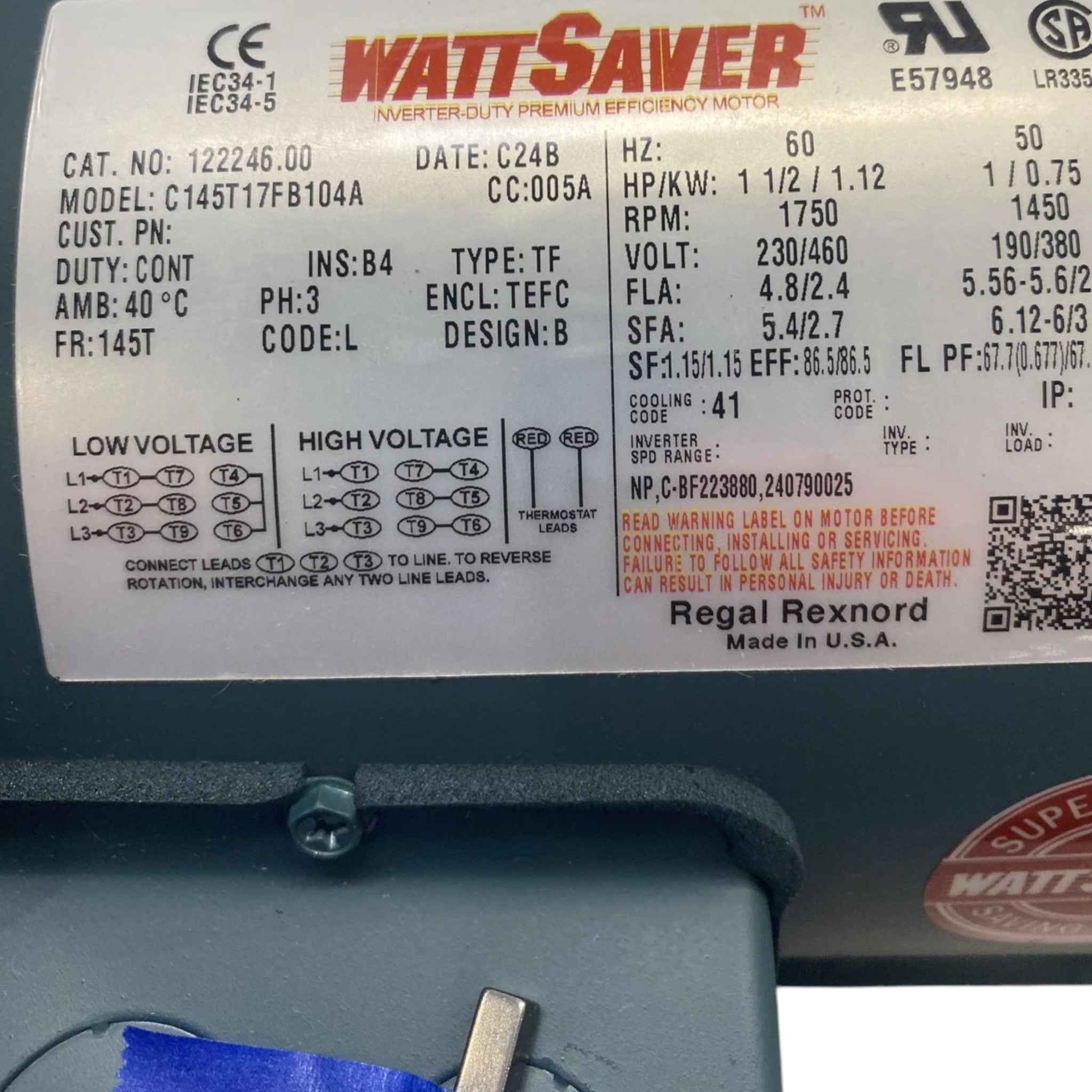122246.00 Lesson Motor 3 Phase Enclosed