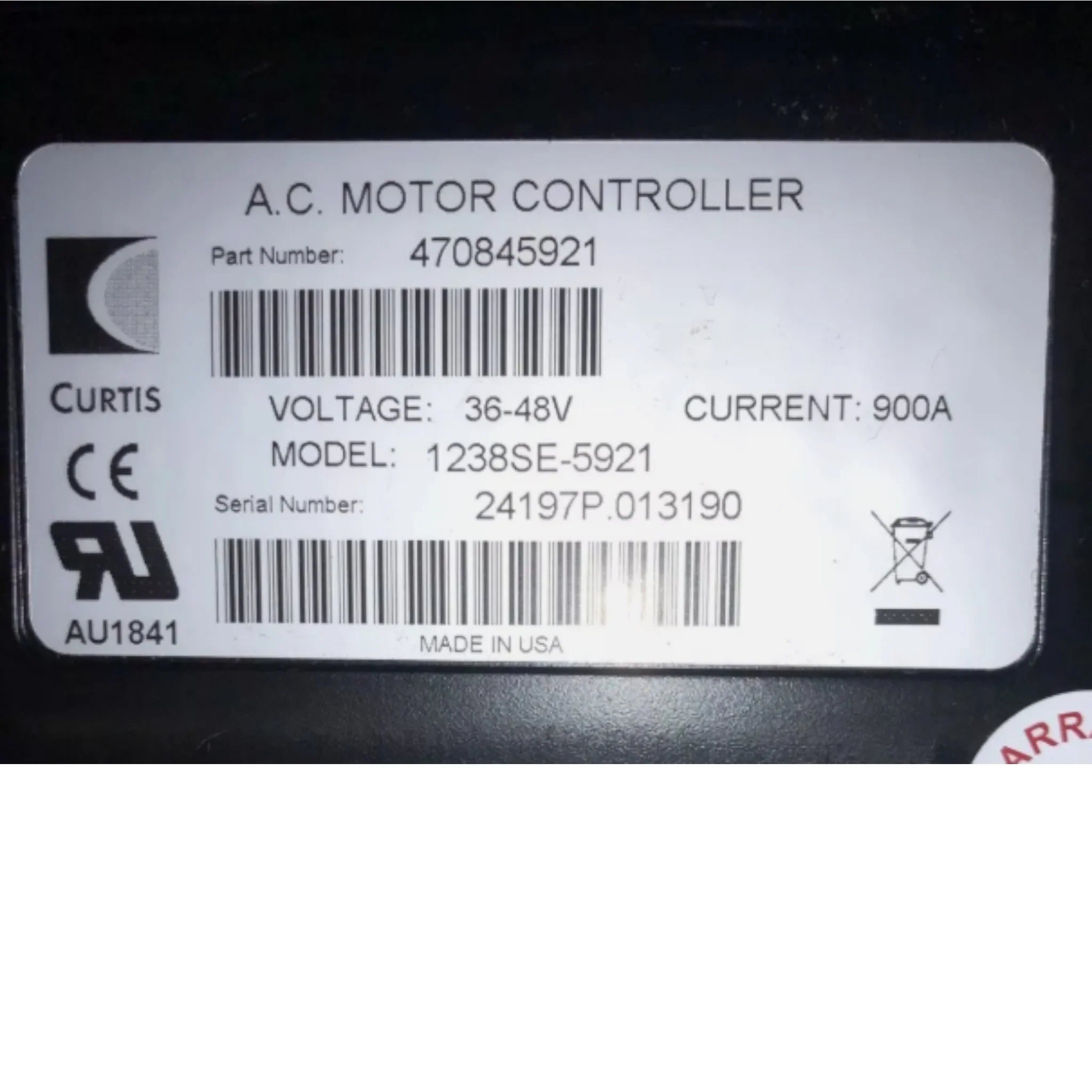 1238SE-5921 Curtis AC Motor Controller