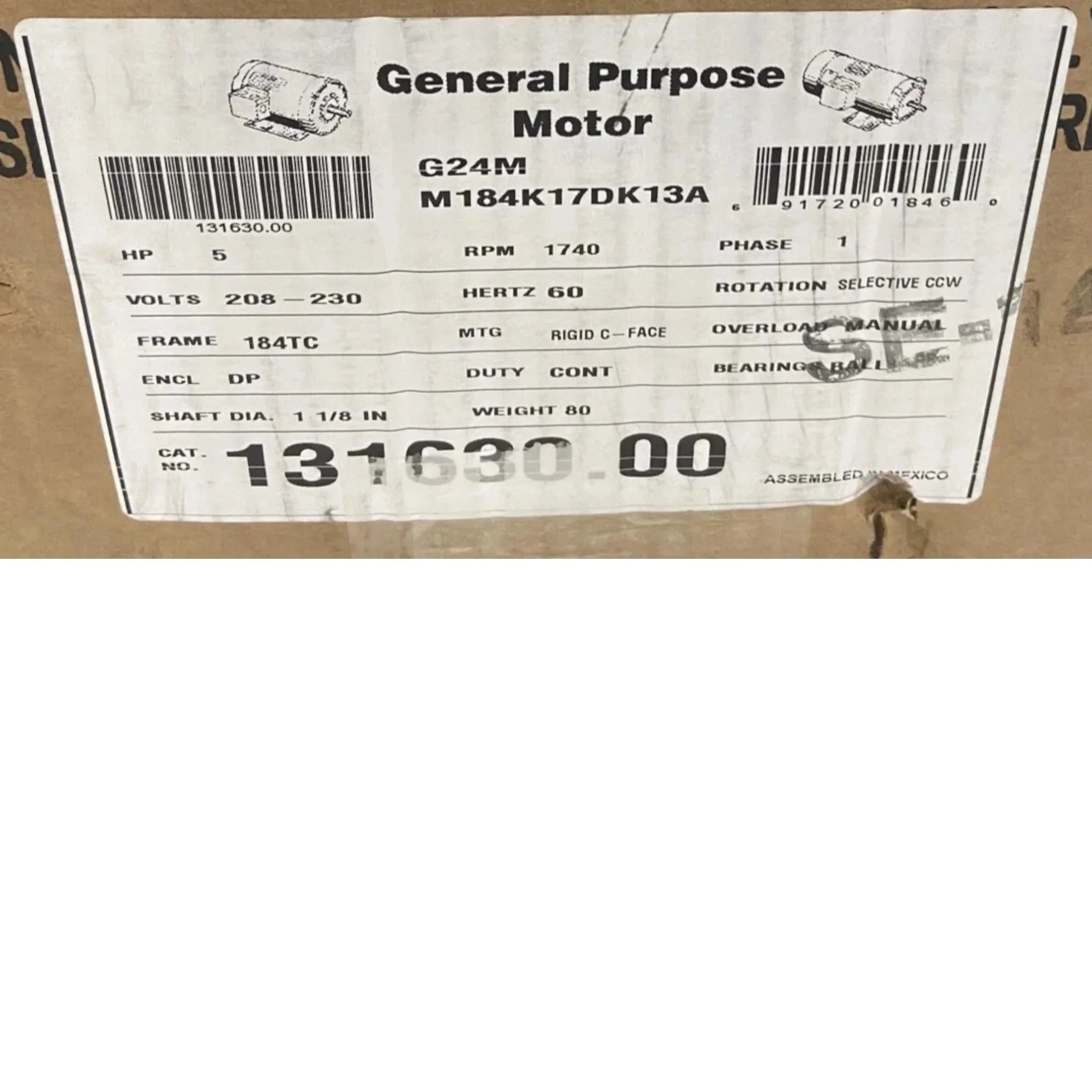 131630.00 Leeson General Purpose Motor 208/230V