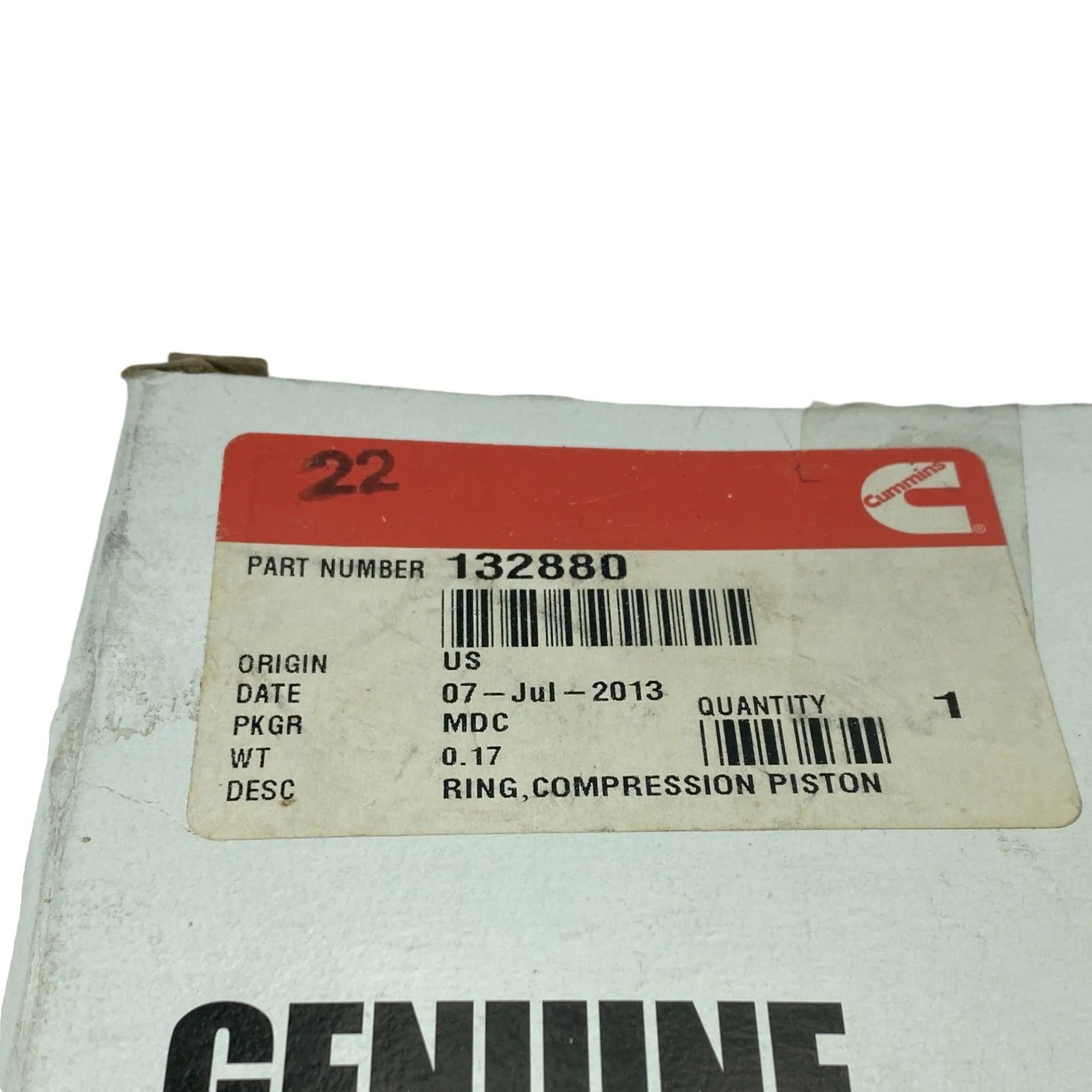 132880 Genuine Cummins Compression Piston Ring