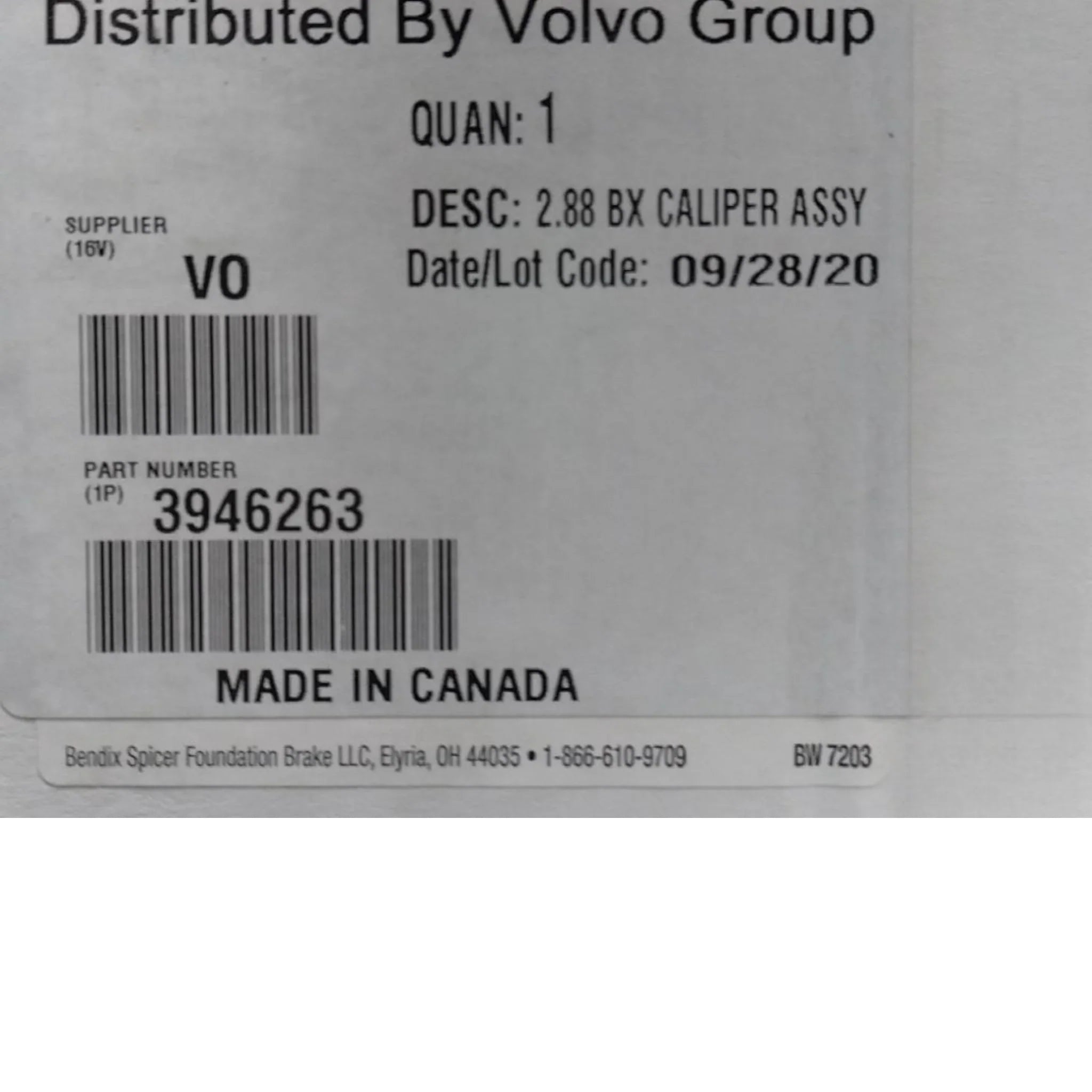 3946263 Genuine Volvo Caliper - Truck To Trailer