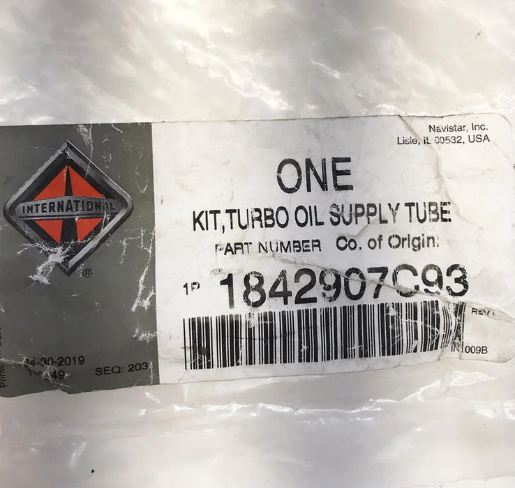 1842907C93 Genuine International Turbo Oil Supply Tube Kit For International*