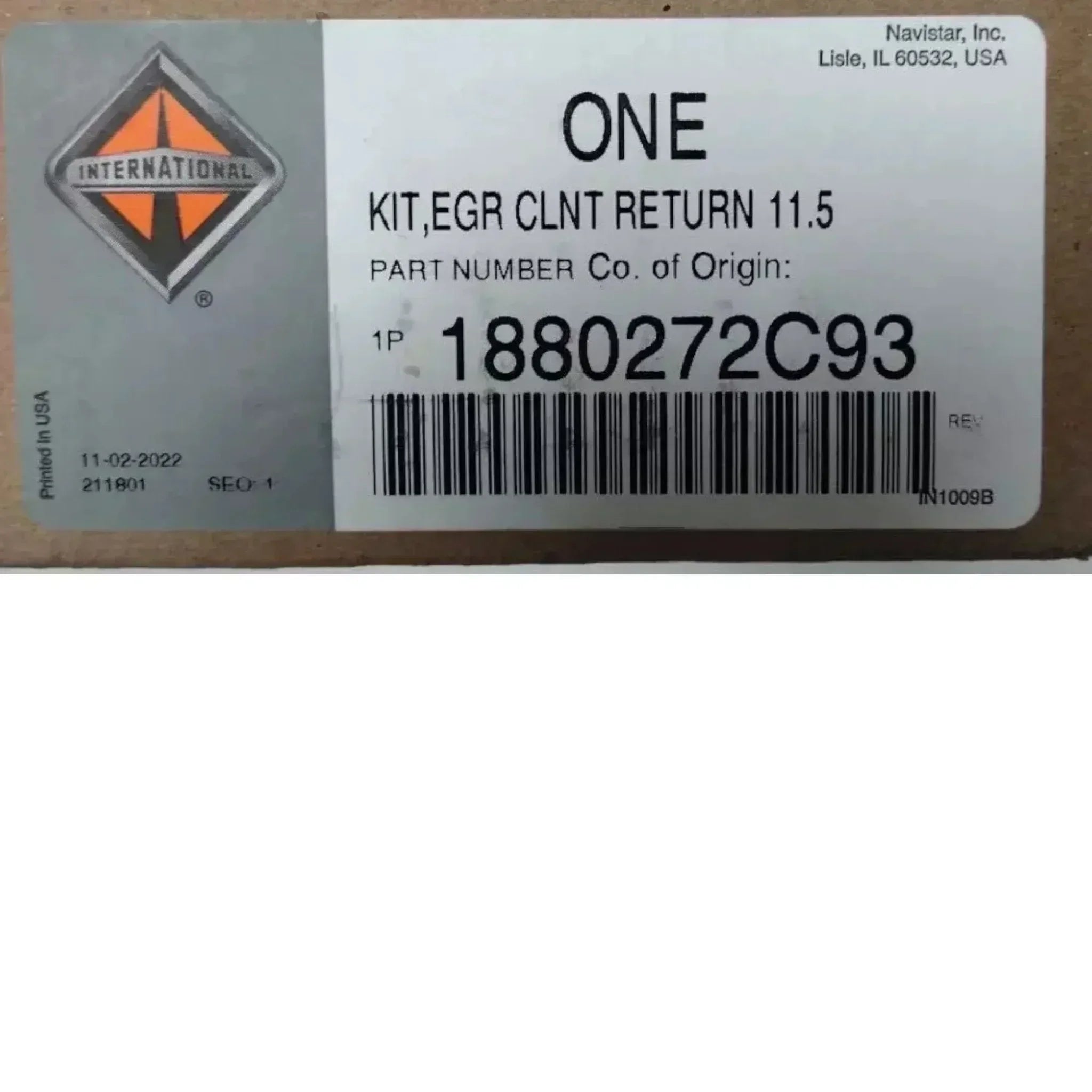 1850551C91 Genuine International EGR Coolant Return Kit