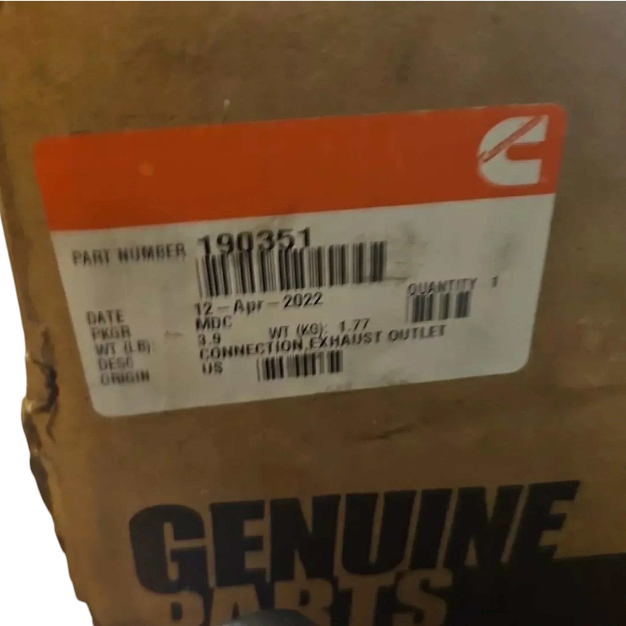 190351 Genuine Cummins Exhaust Outlet Connection