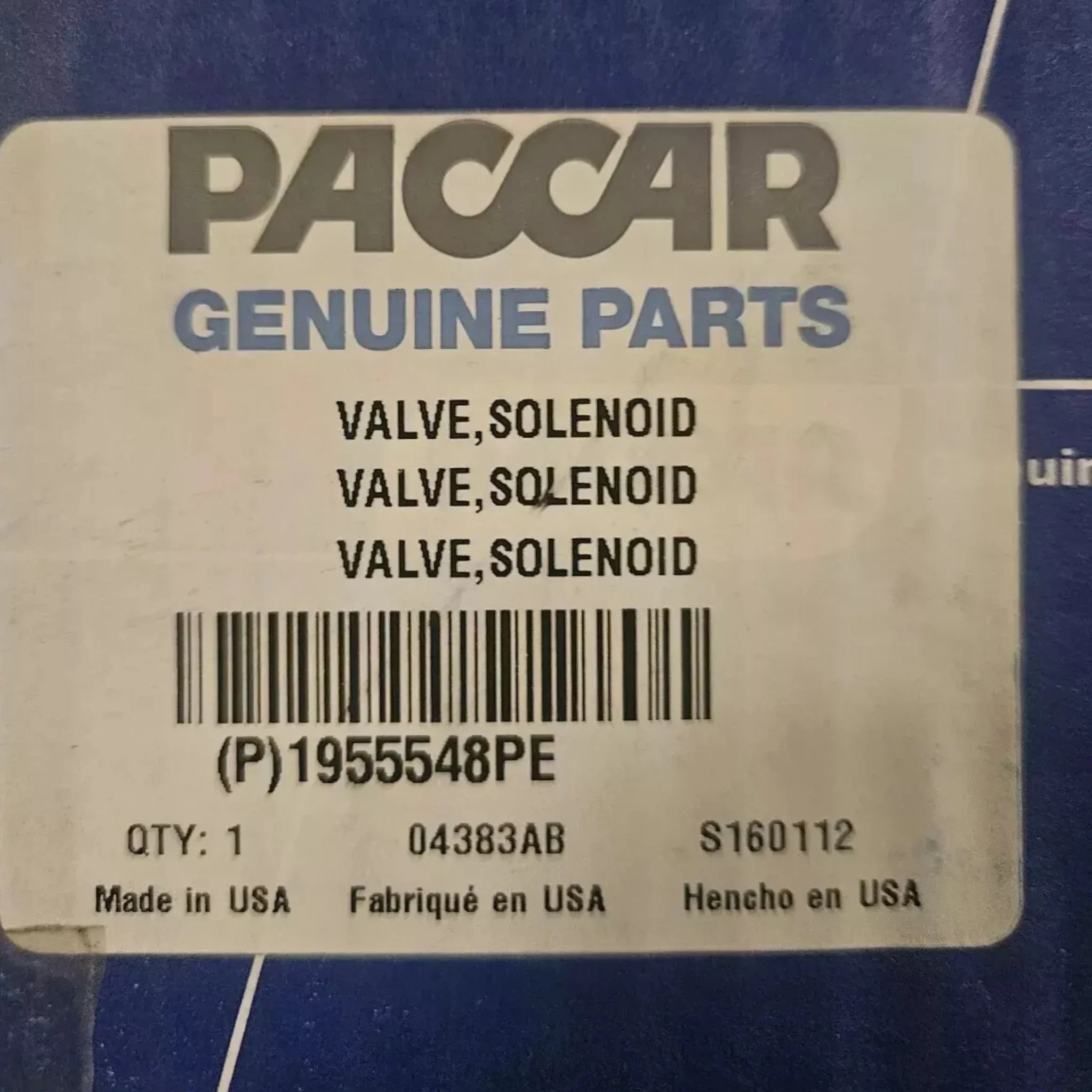 1955548PE Genuine Paccar Solenoid Valve