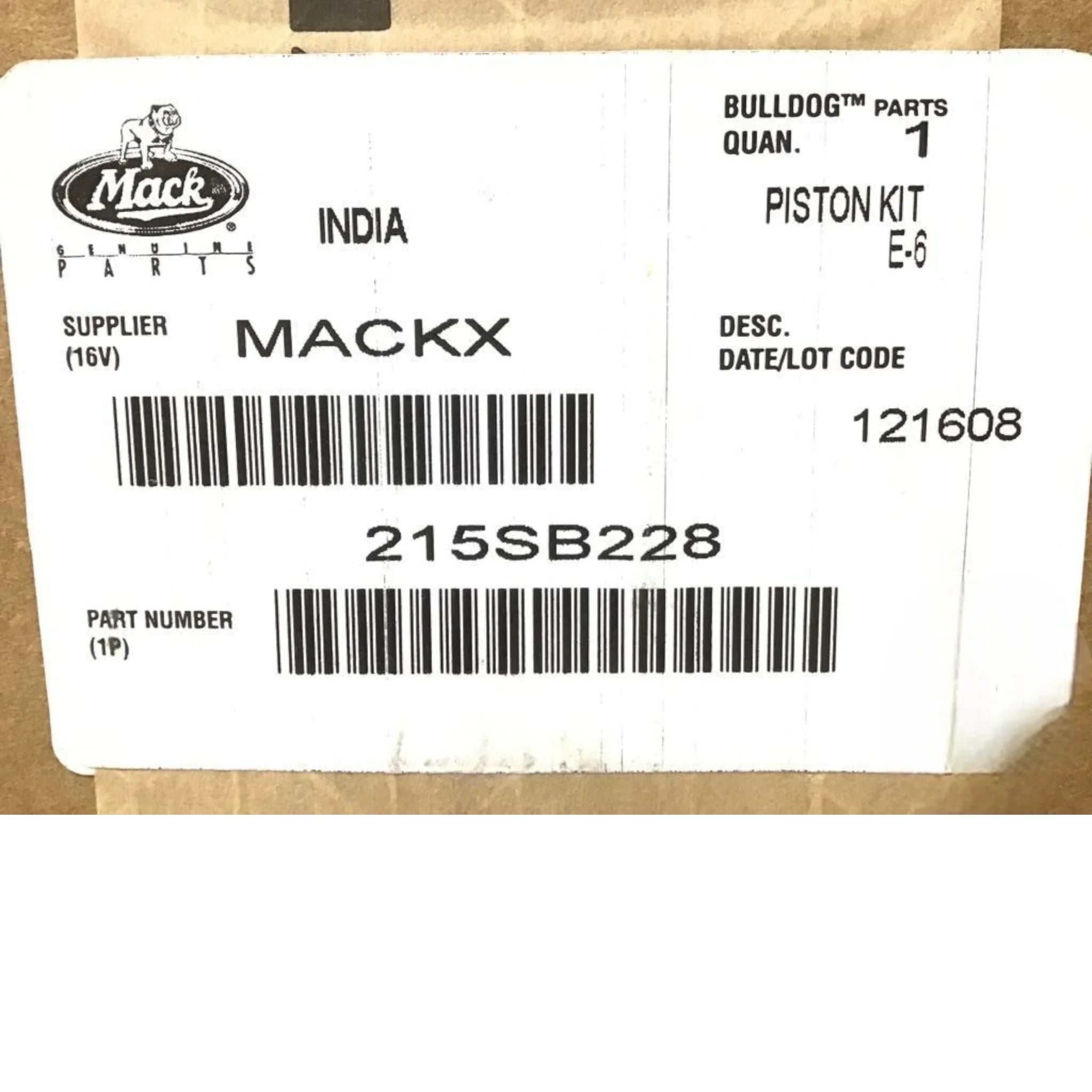 215SB228 Genuine Mack Kit Piston 4V E-6 - Truck To Trailer