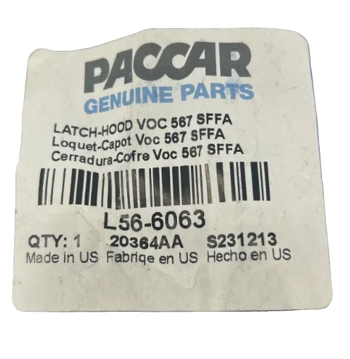 L56-6063 Genuine Paccar Hood Latch Handle