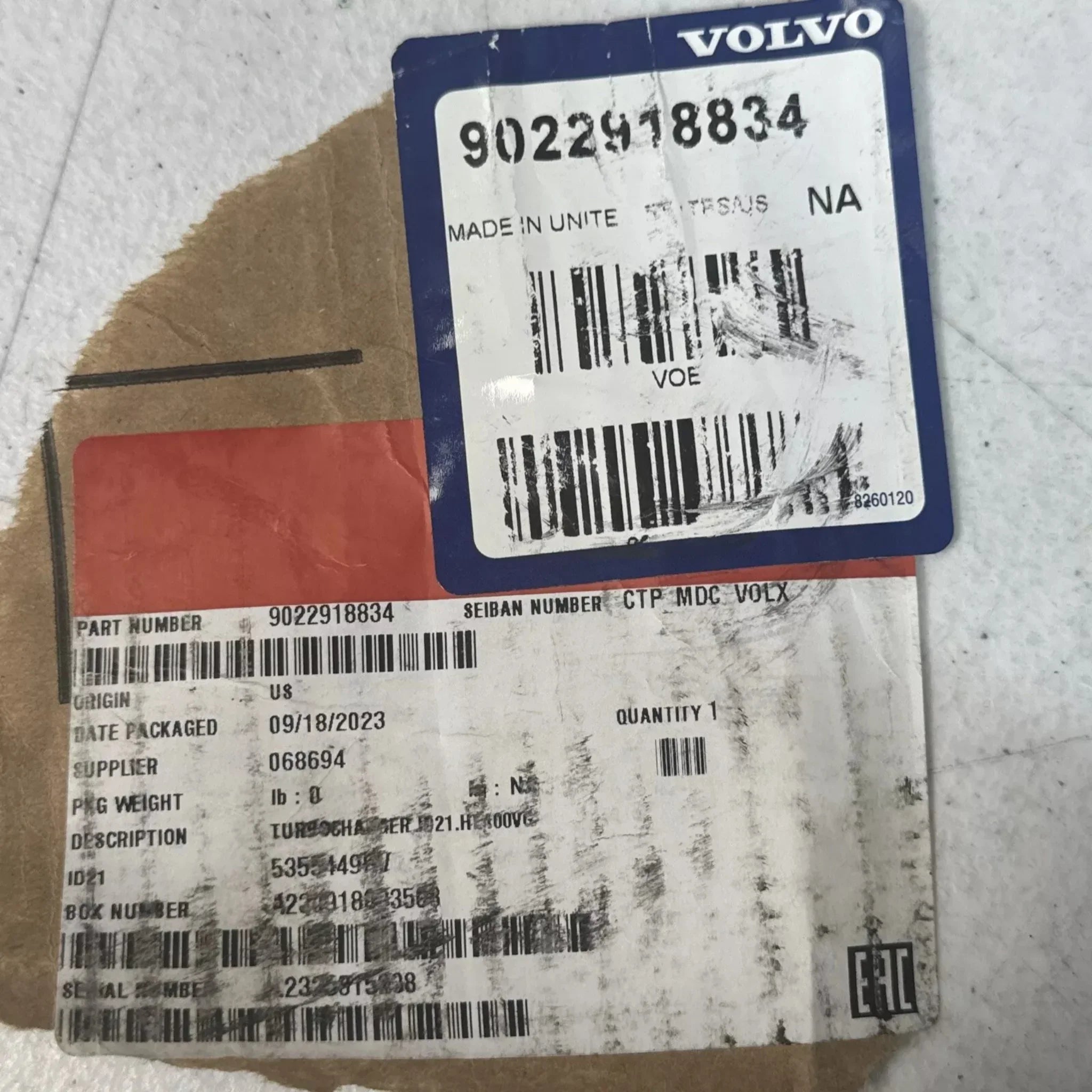22918834 Genuine Volvo Turbocharger HE400VG