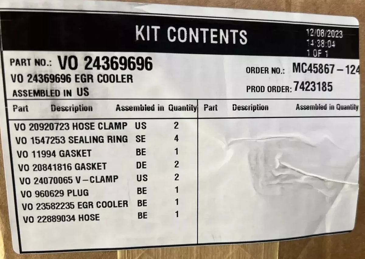24369696 Genuine Volvo EGR Cooler Kit