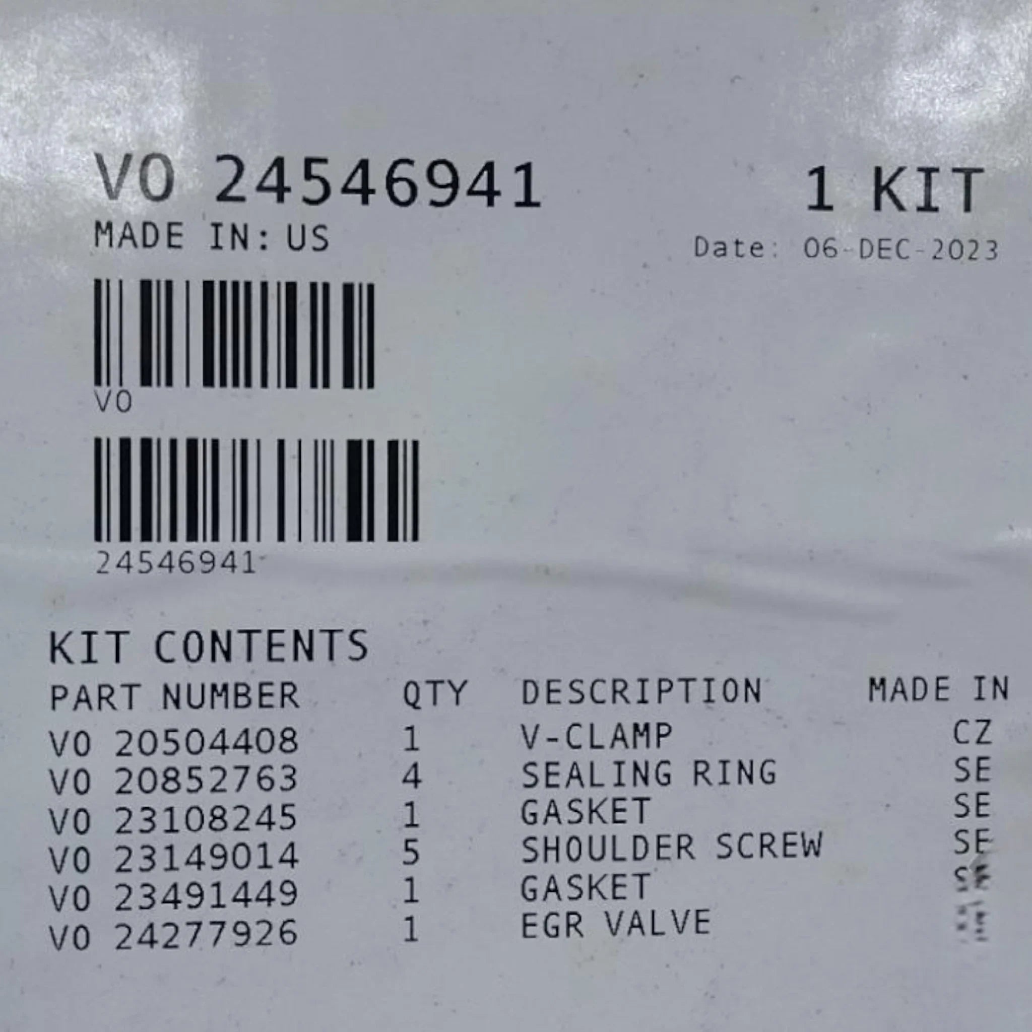 24546941 Genuine Mack EGR Valve Kit