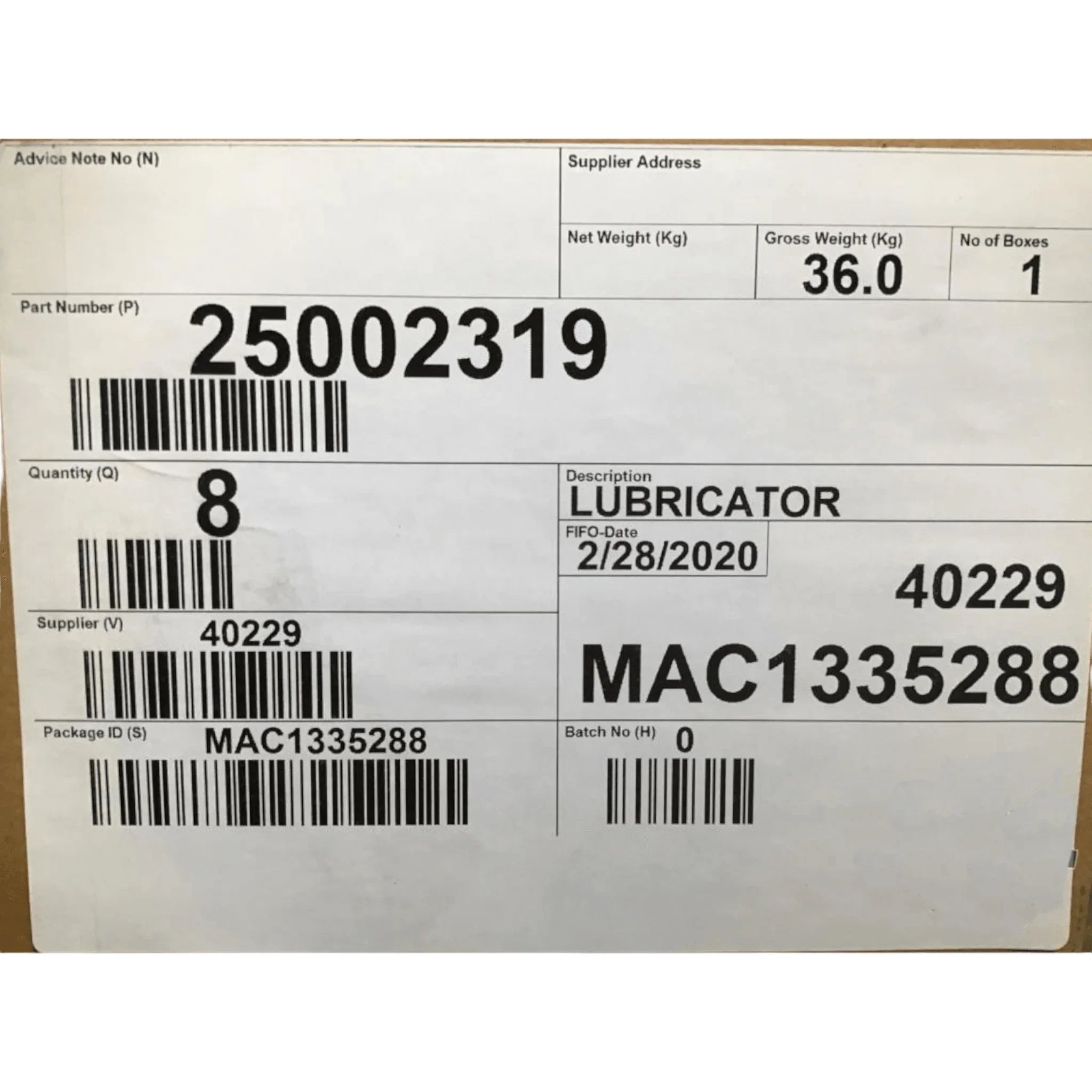 25002319 Genuine Volvo Lubricator - Truck To Trailer