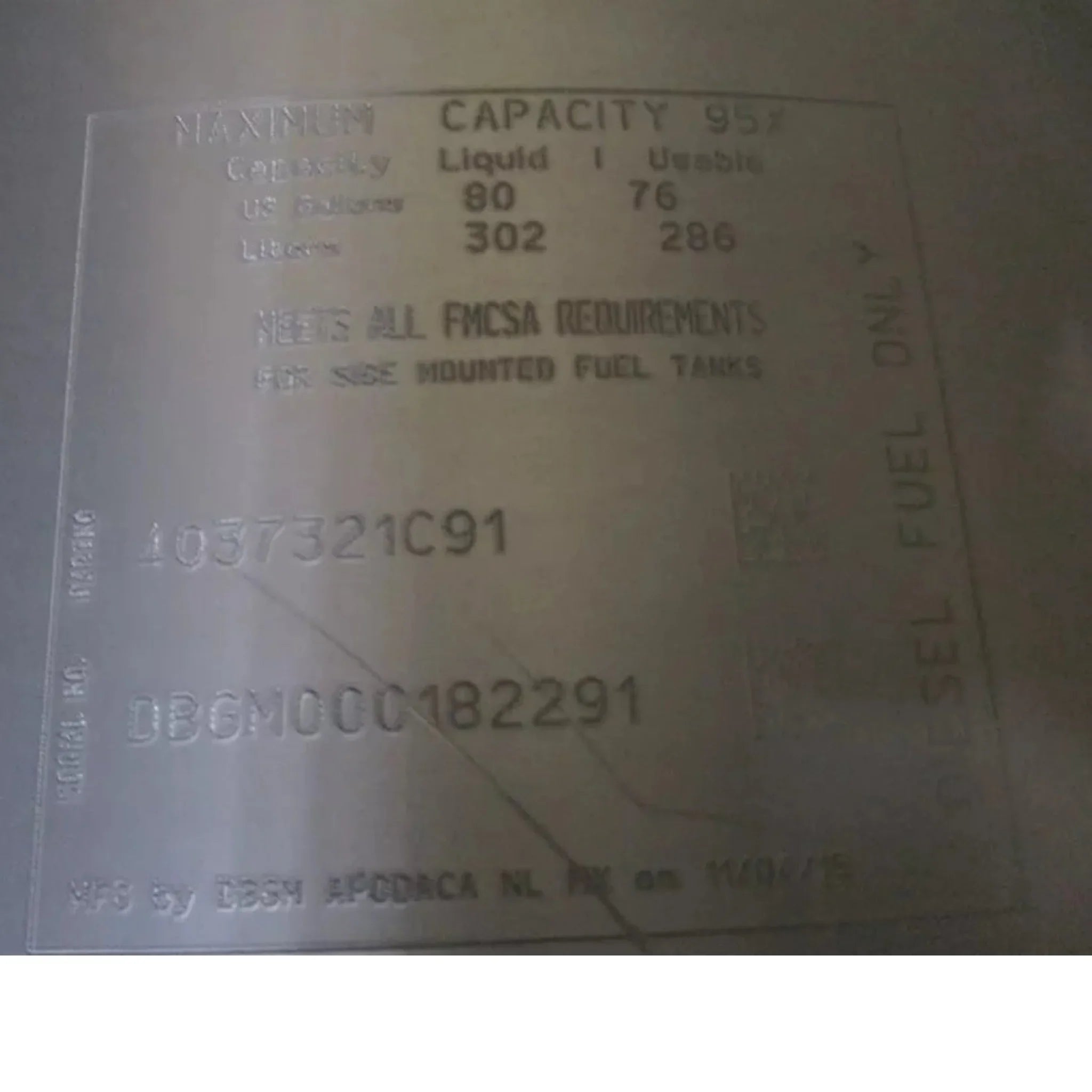 2512585C91 International Aluminum Fuel Tank