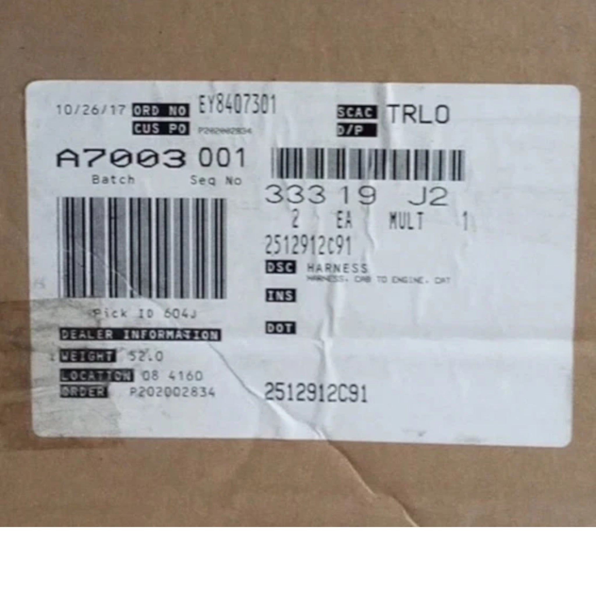 2512912C91 Genuine International Engine Wiring Harness