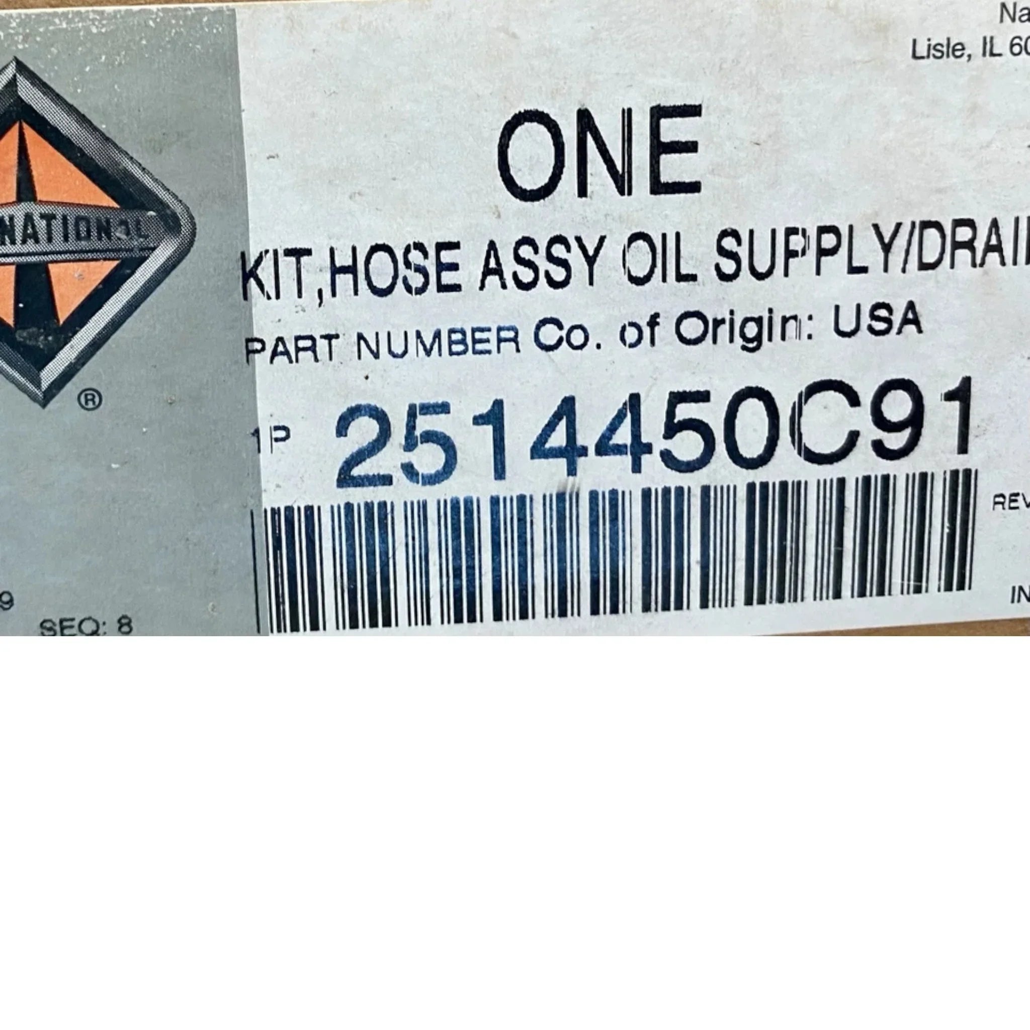 2514450C91 Genuine International Oil Supply & Drain Hose Kit