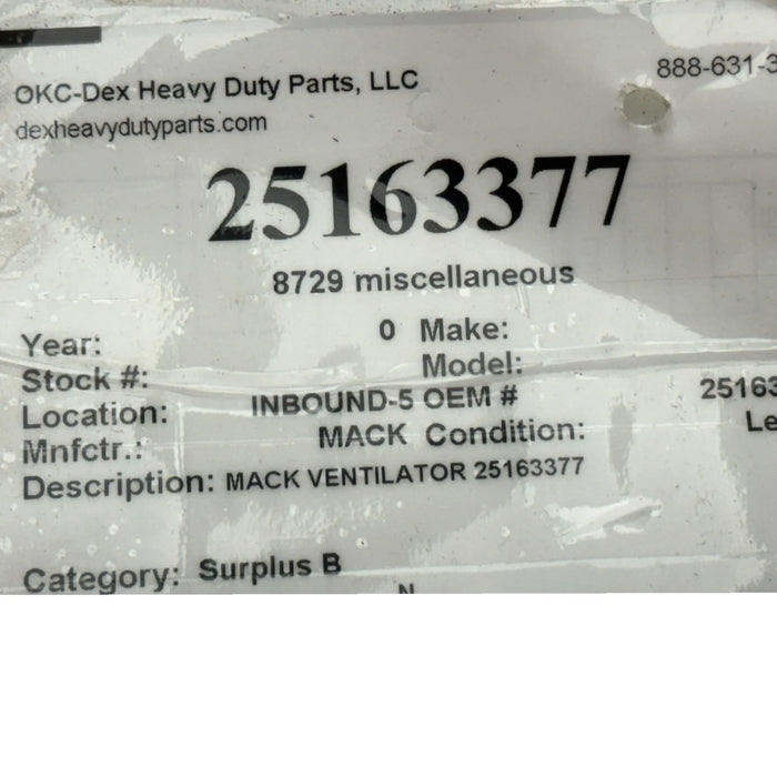 25163377 Genuine Volvo Frame Ventilator Assembly