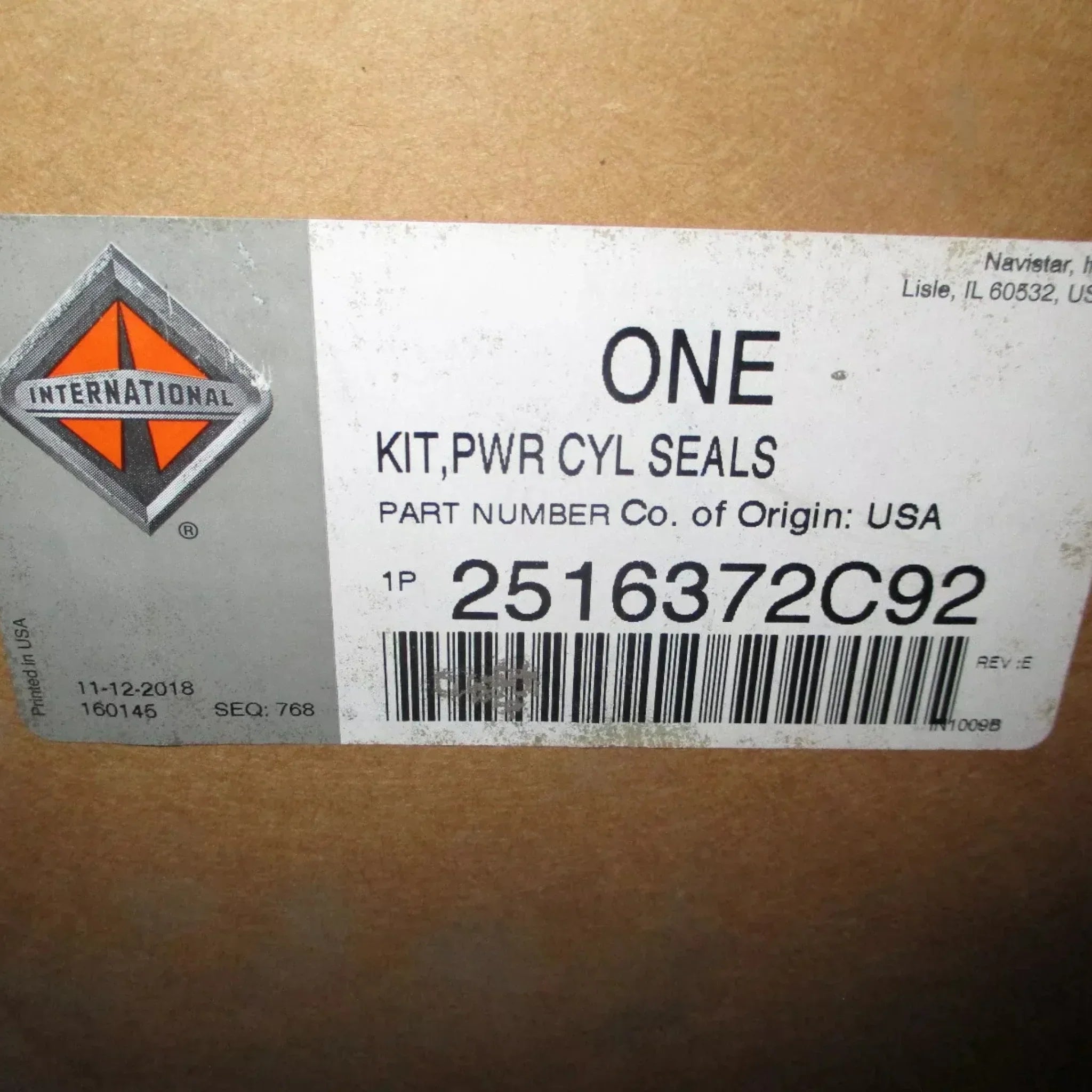 2516372C93 Genuine International Power Cylinder Seal Kit
