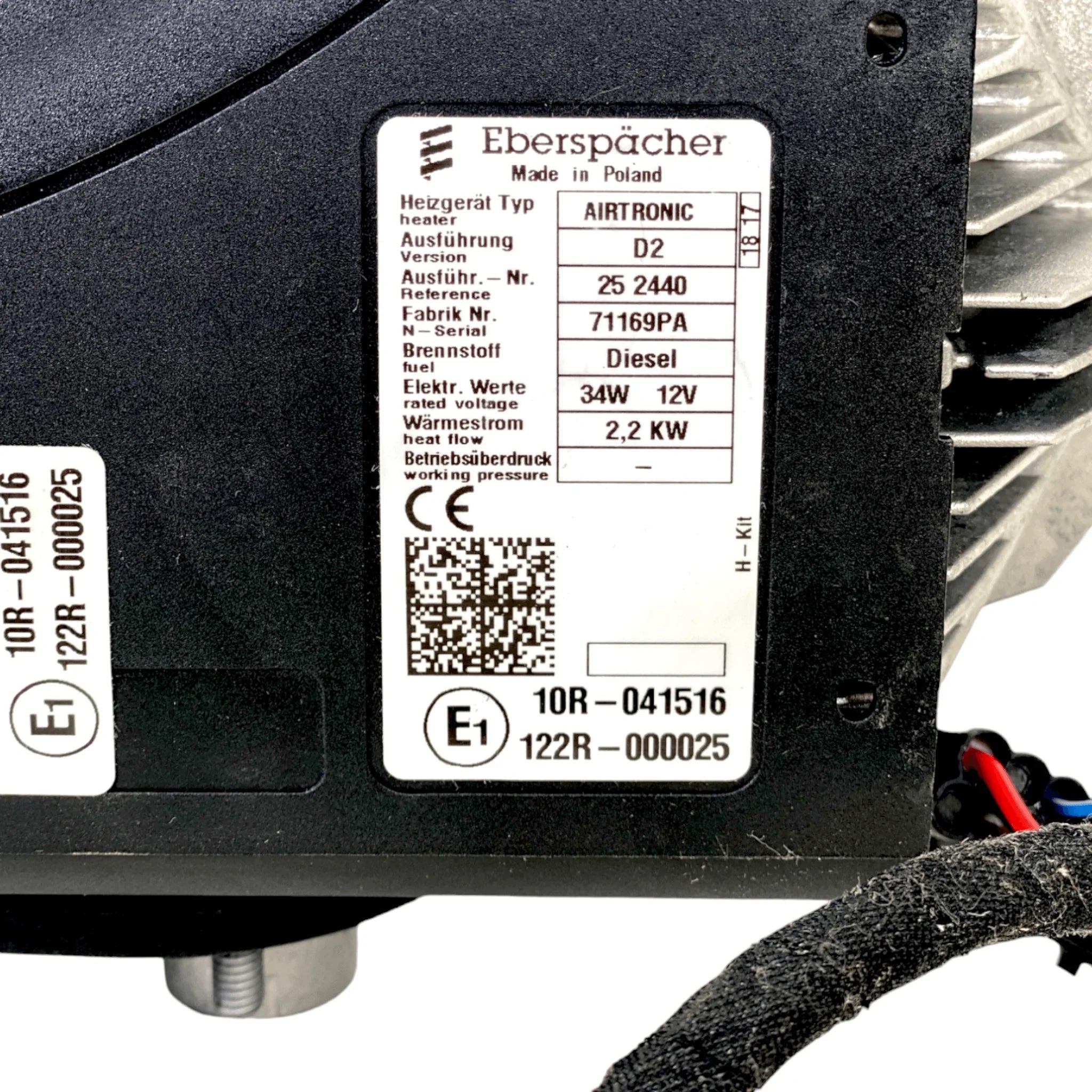 252069050000 Genuine Eberspacher Air Heater Airtronic D2 12V Diesel