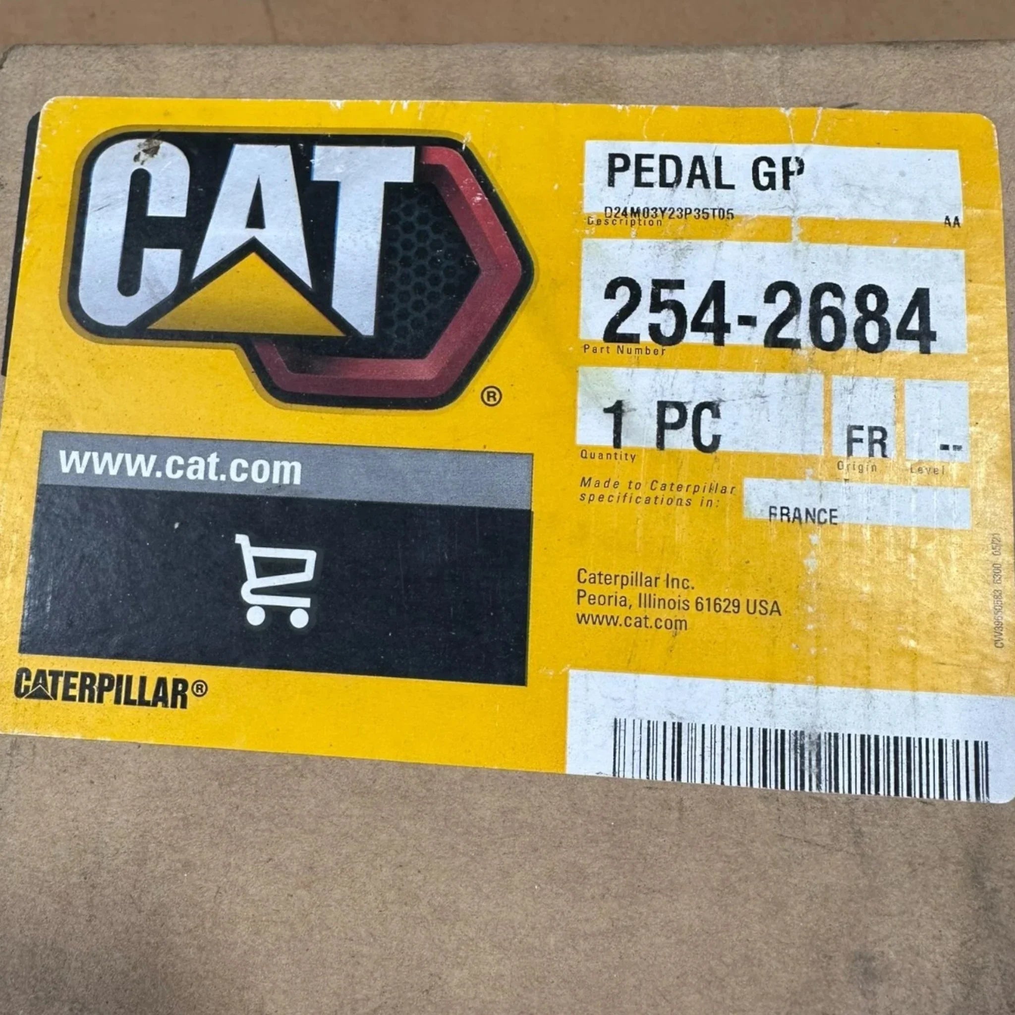 254-2684 CAT Hydraulic Pilot Valve Control Pedal