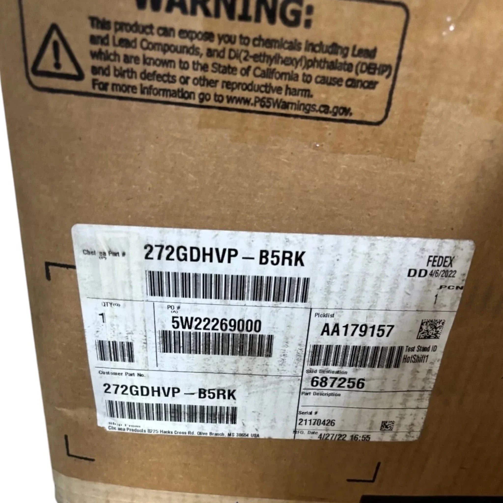 272GDHVP-B5RK Chelsea PTO Power Take Off 6 Bolt