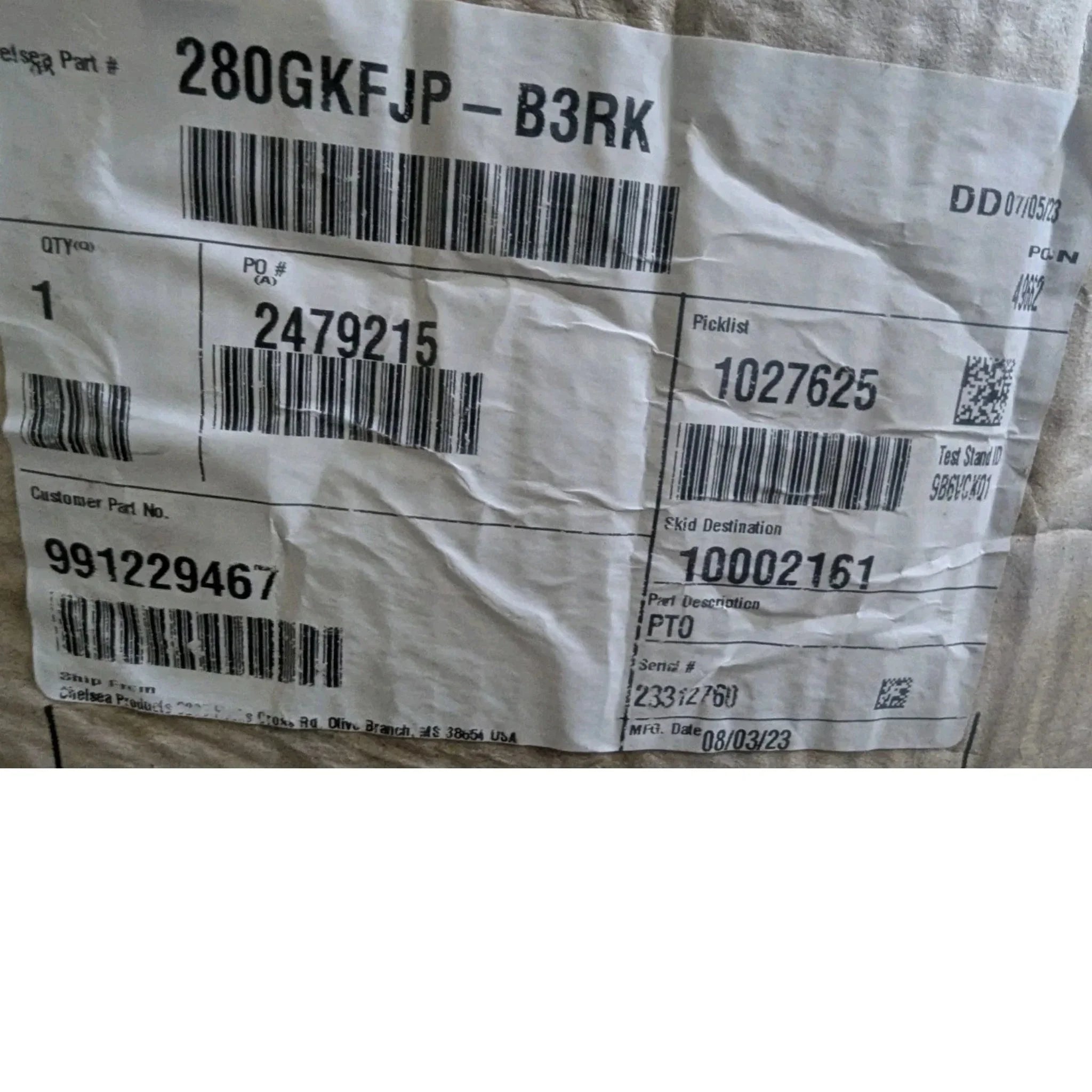 280GKFJP-B3RK Chelsea PTO Power Take Off 10 Bolt