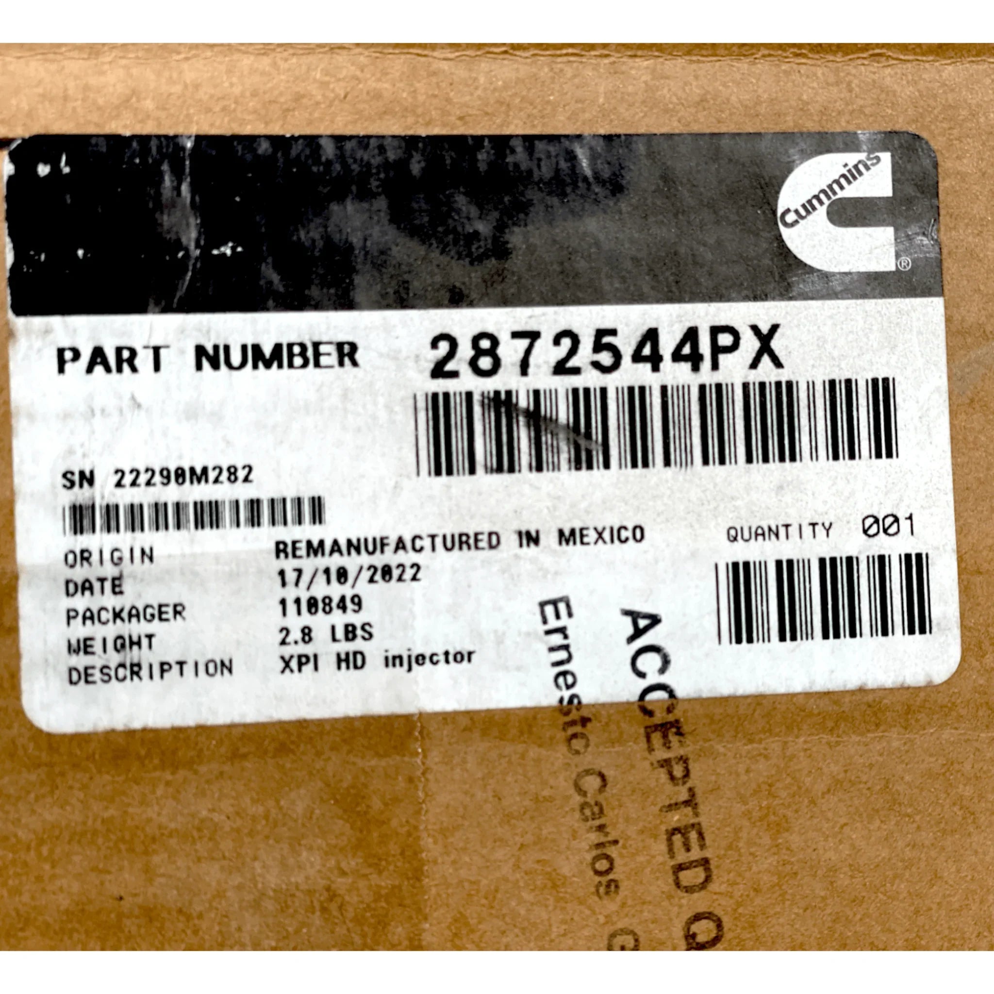 2872544 Genuine Cummins Fuel Injector