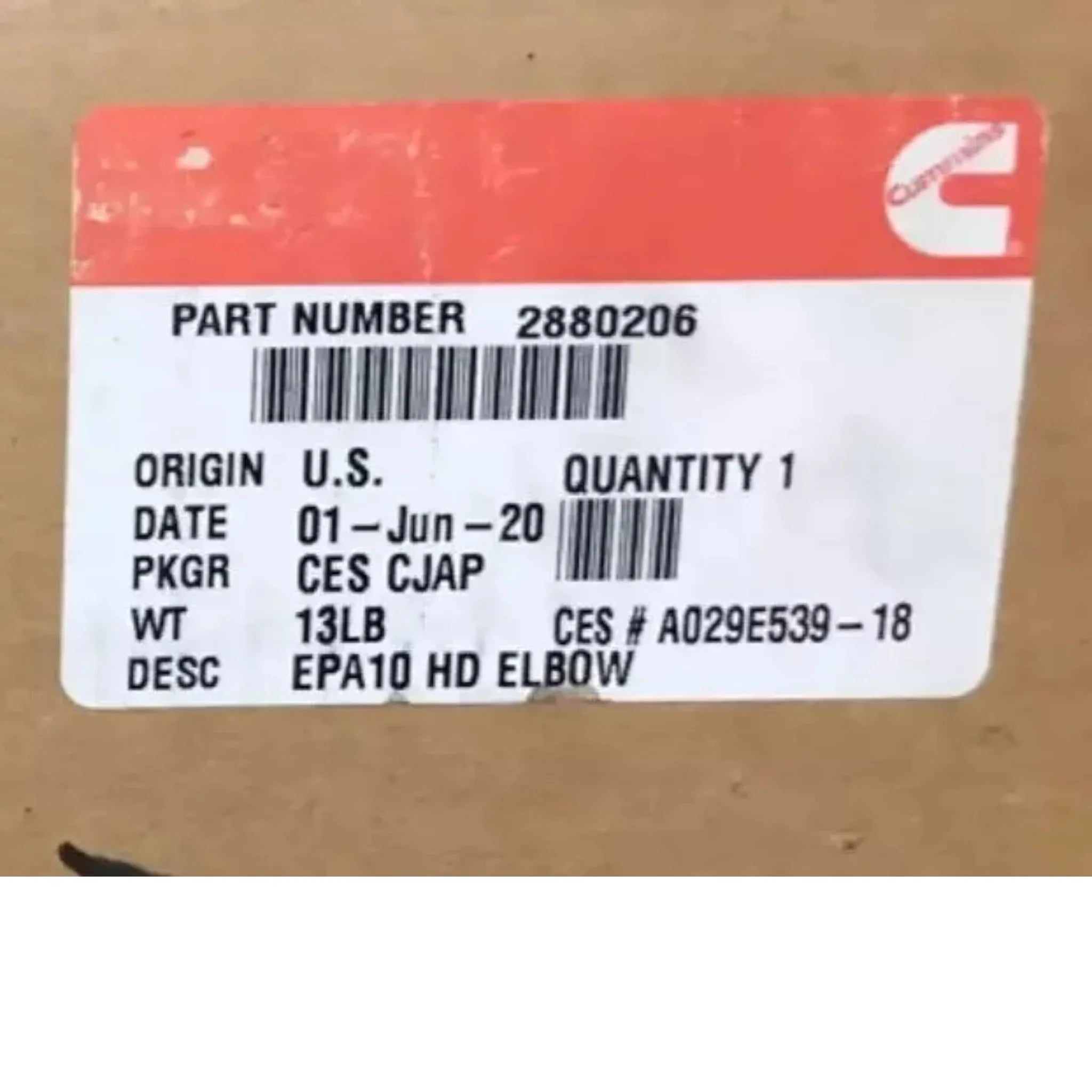 2880206 Genuine Cummins Tube Connector Elbow