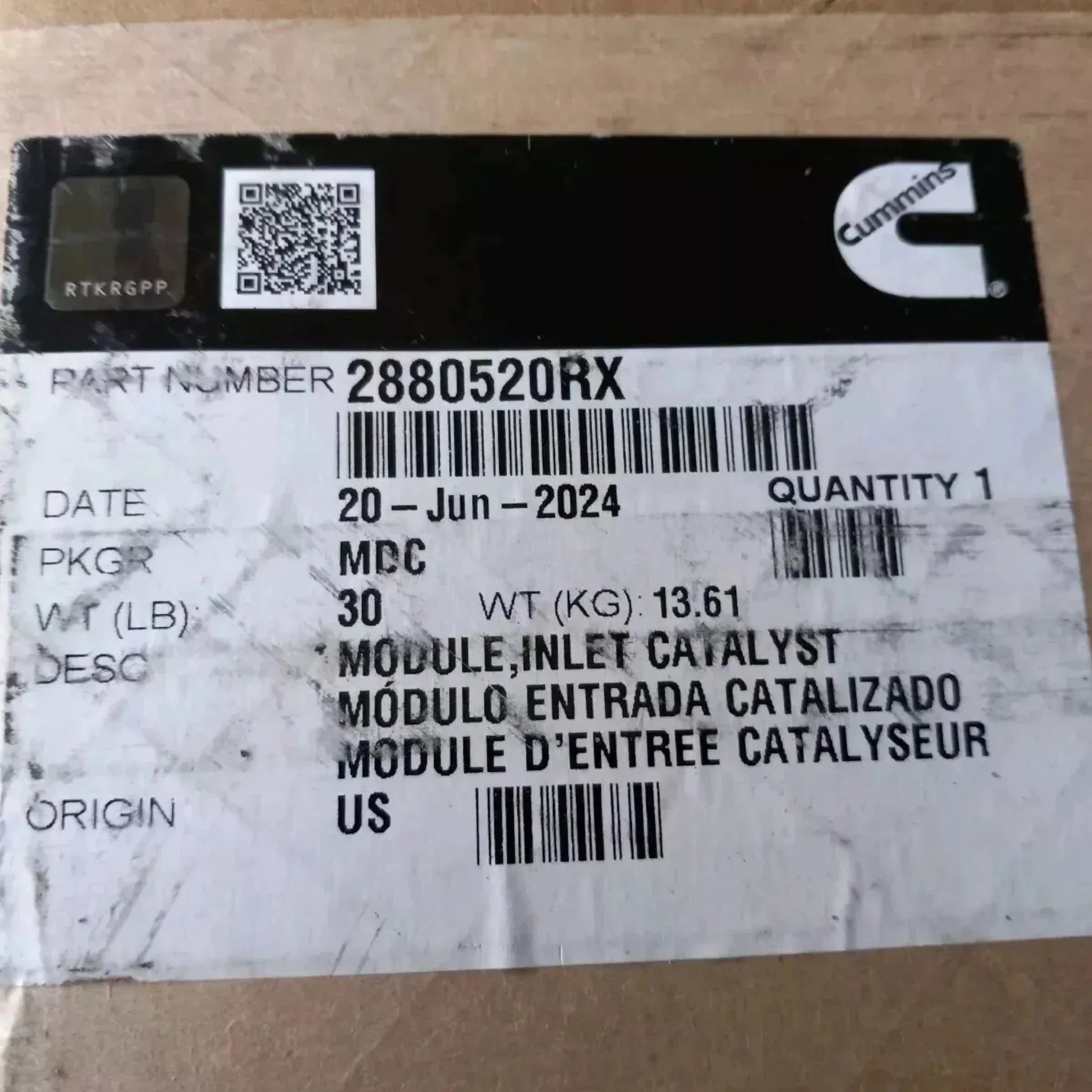 2880520RX Genuine Cummins Inlet Catalyst Module